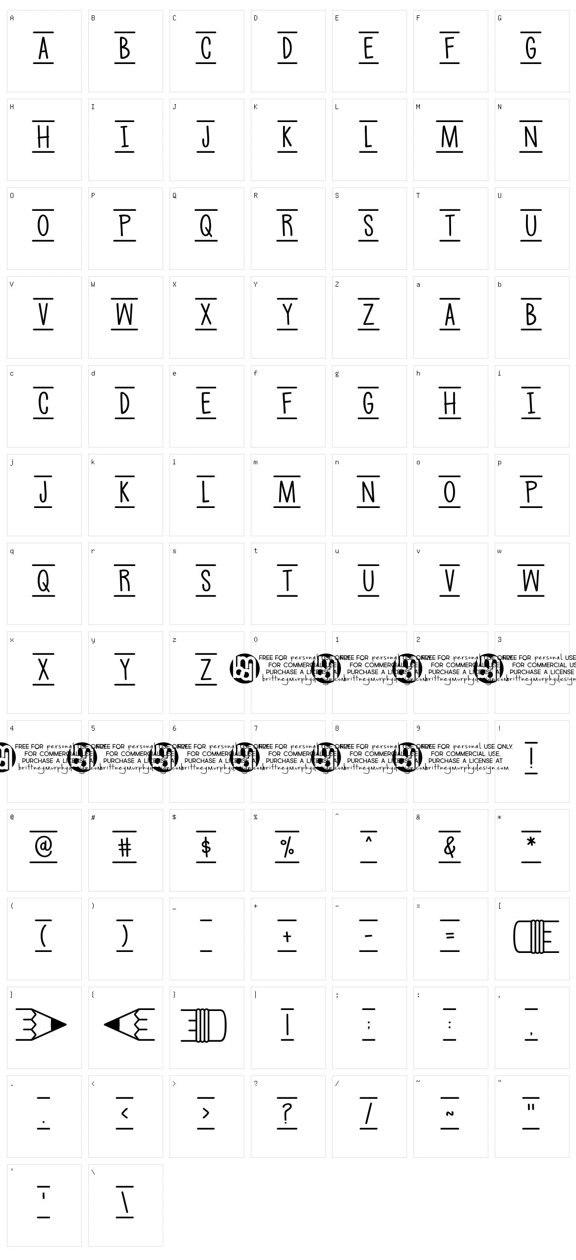 Pencilized Character Set