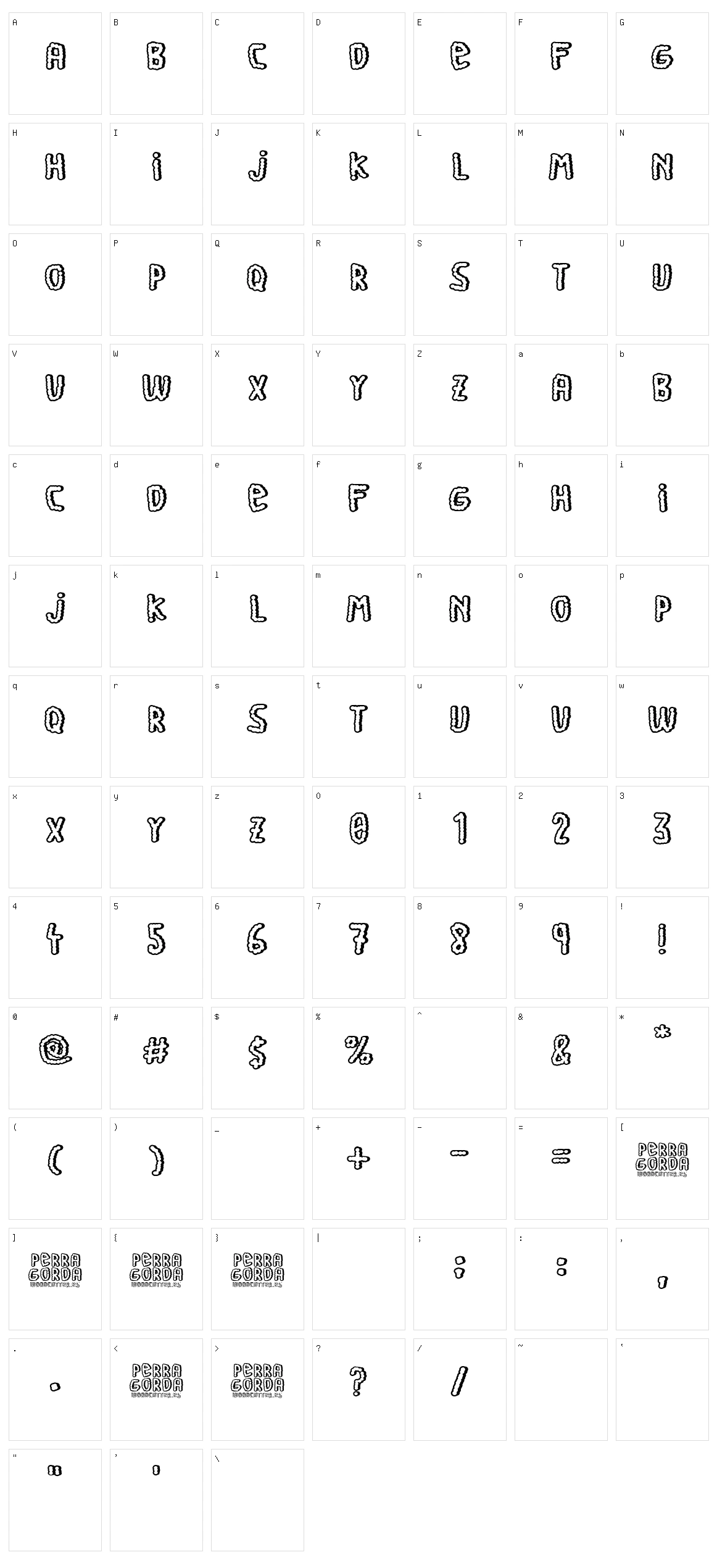 Perra Gorda Character Set