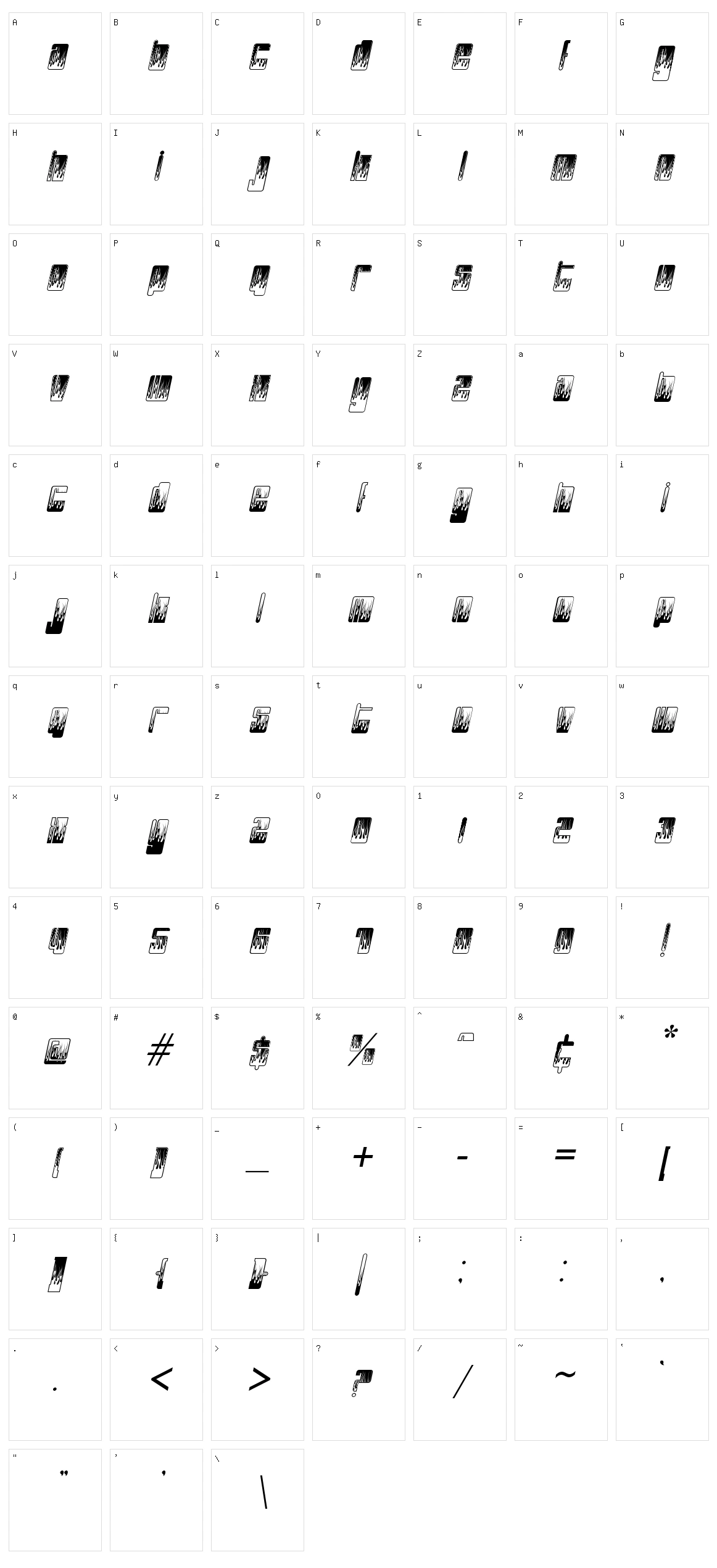 Phuture Phlames Phast Character Set