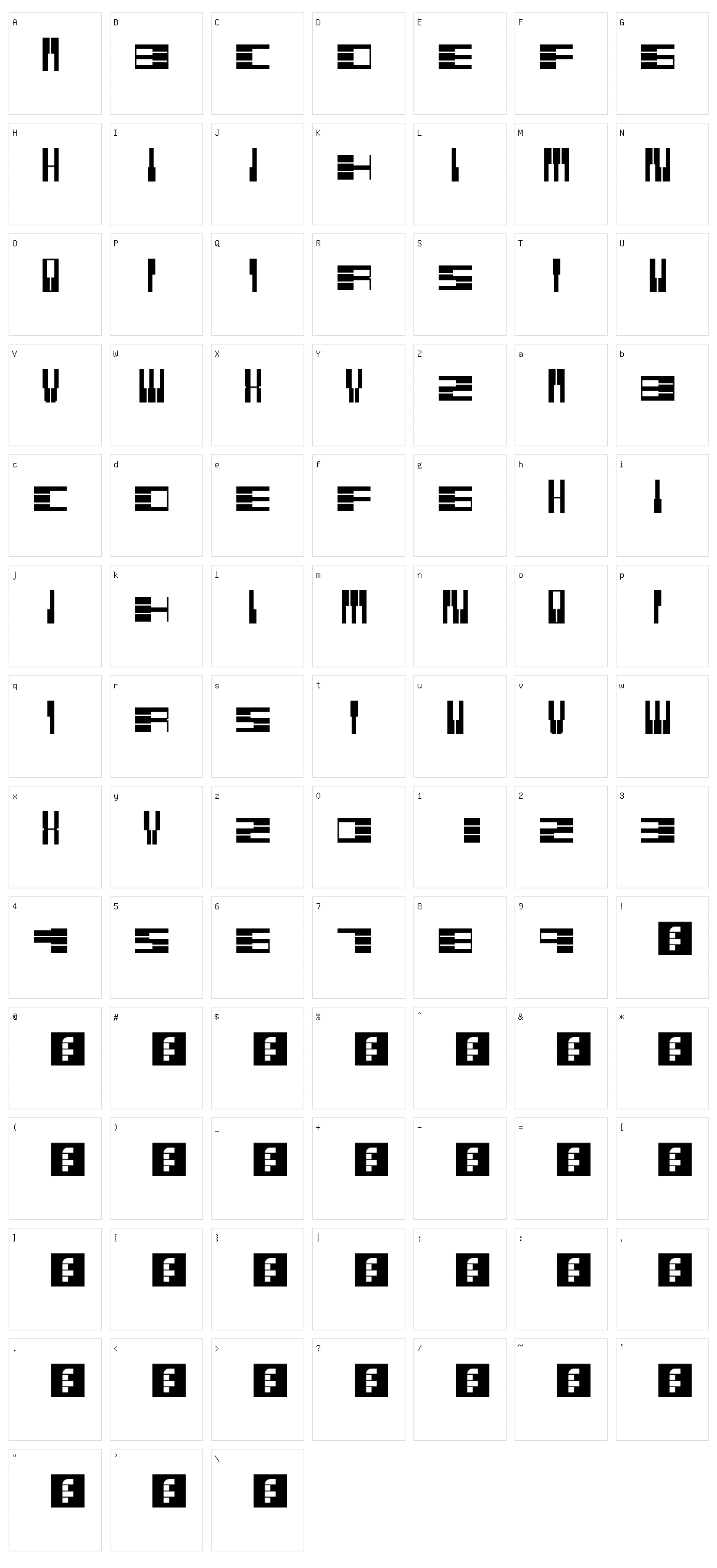 PianoFonte Character Set