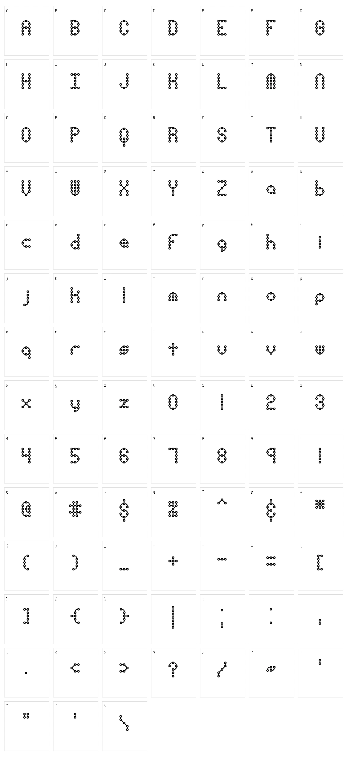 Pindown BRK Character Set