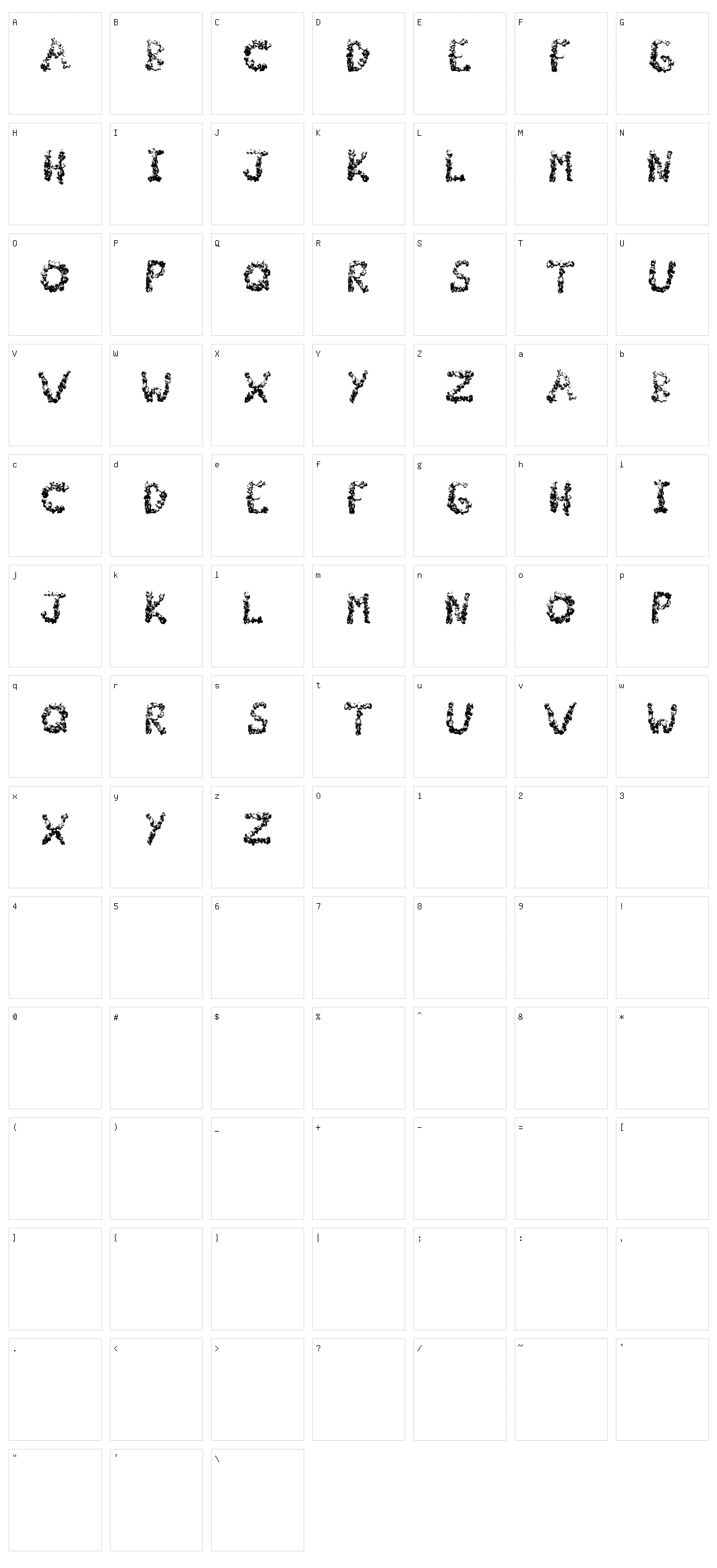 PopCornFont Character Set