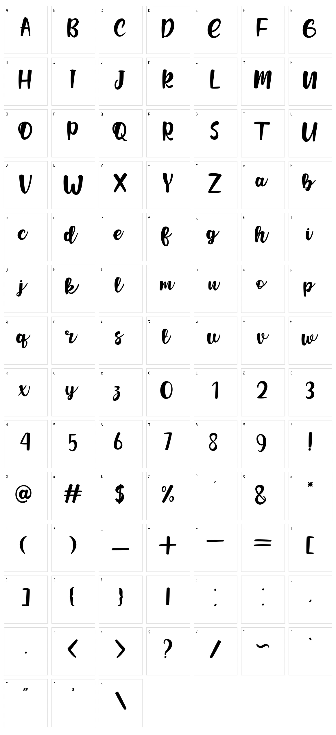 Jafeline Hand Character Set
