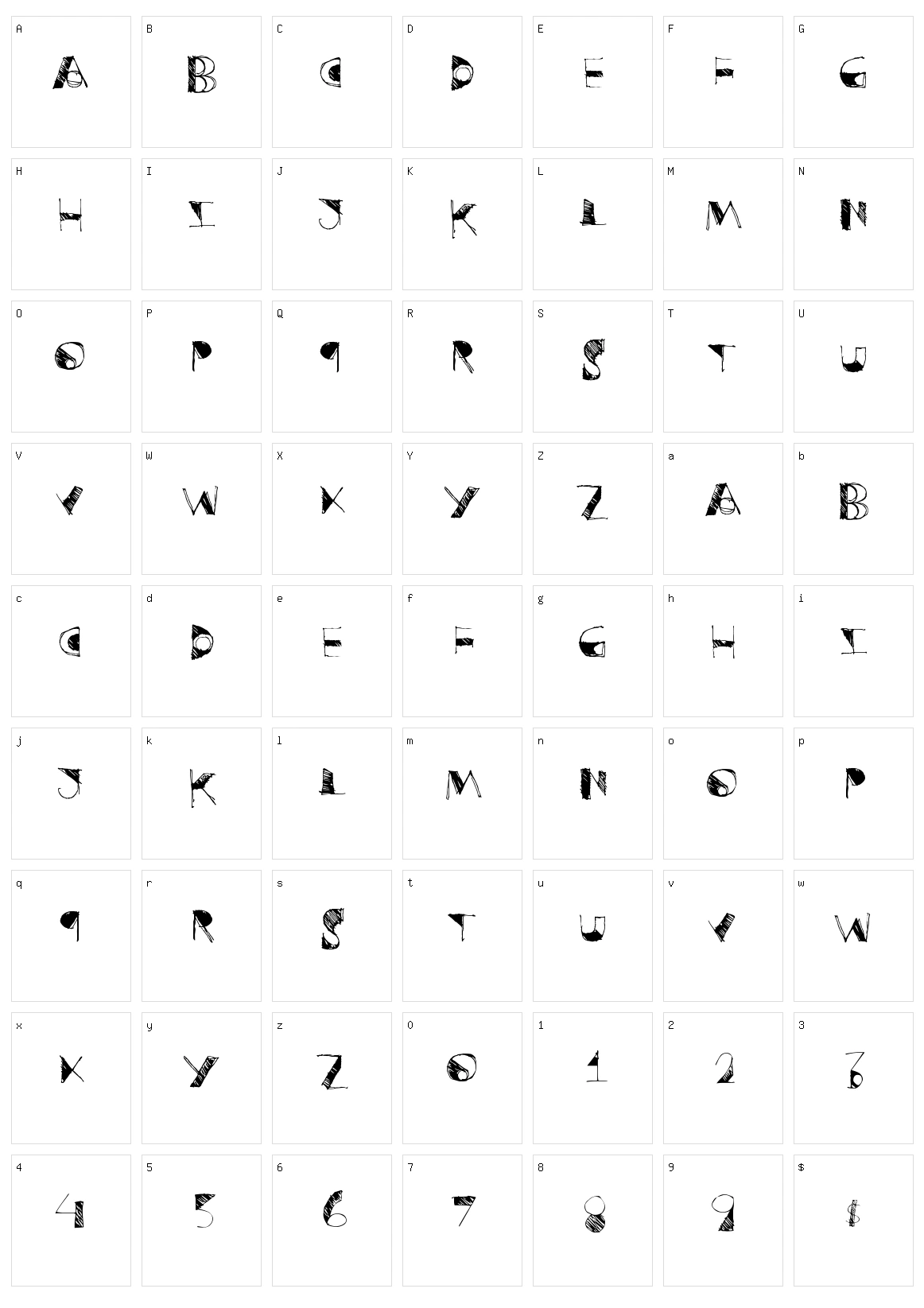 Postructure Character Set