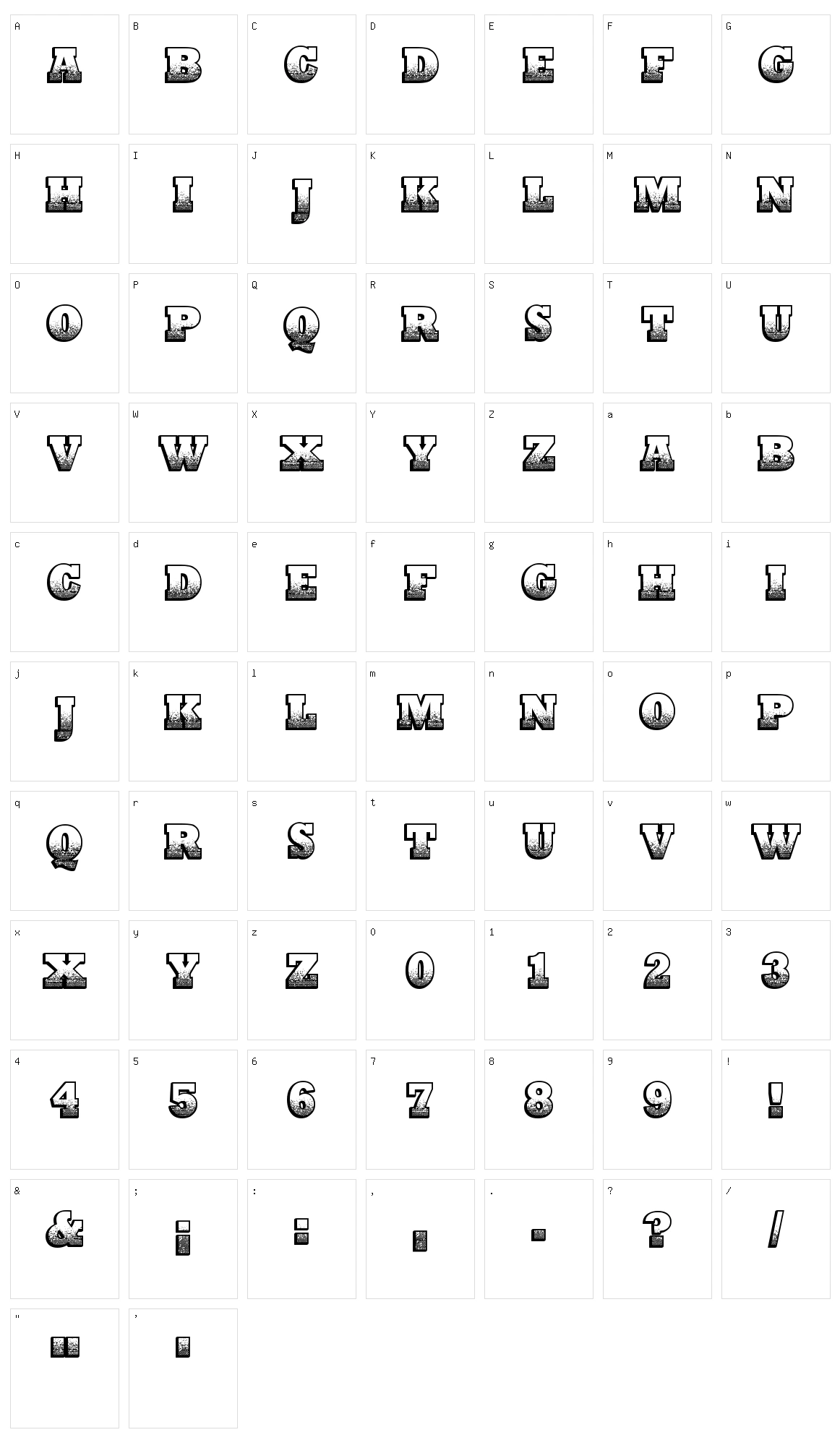 Print Oldyz Character Set