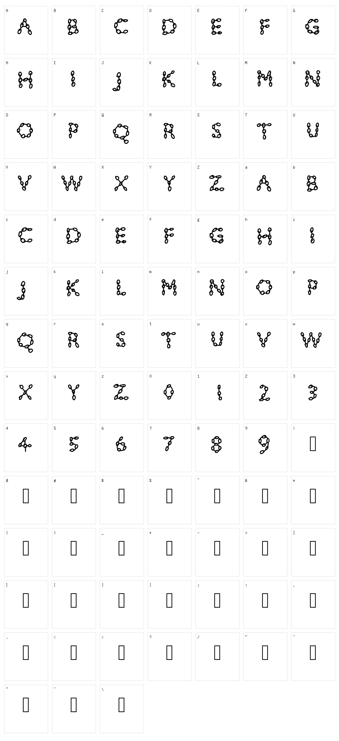 PW Chainsfonts Character Set