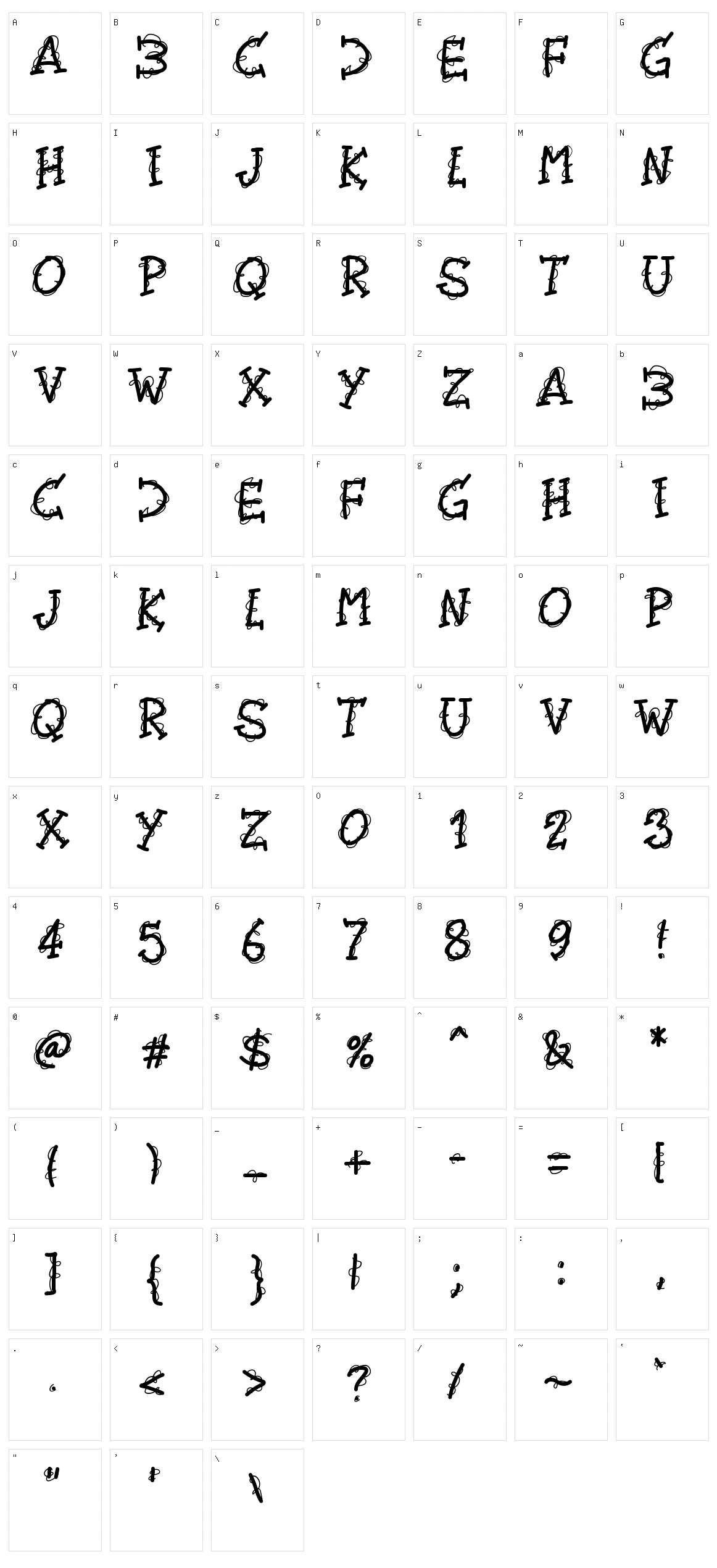 PW Twirly Character Set