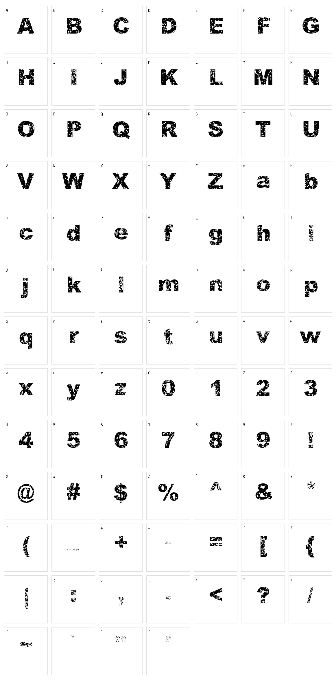Quasart Character Set