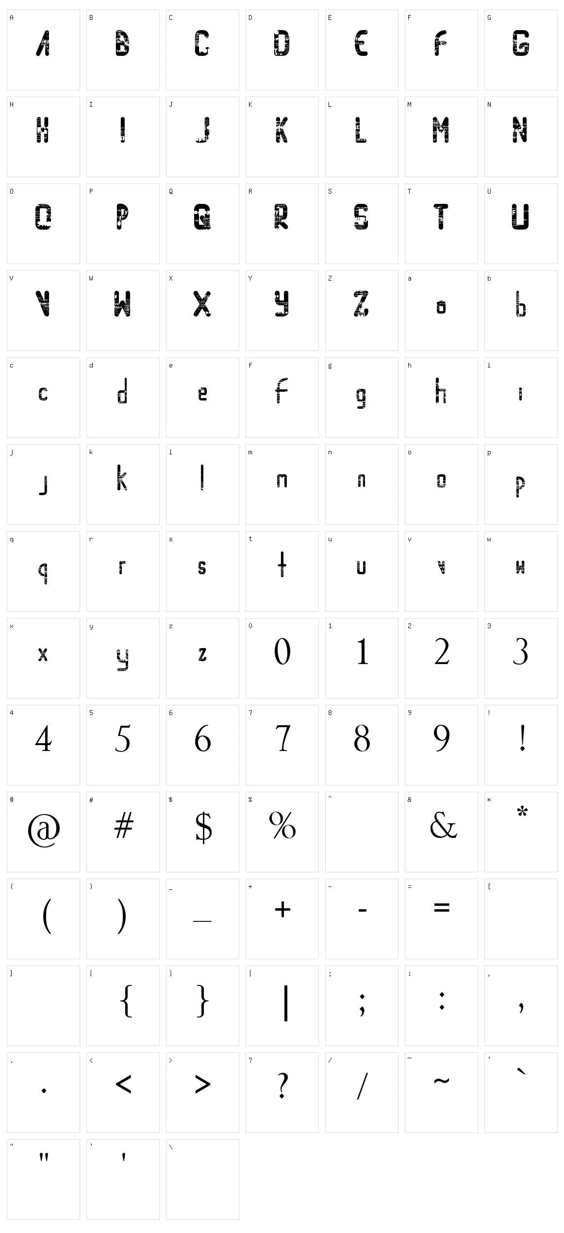 Random Access Memory Character Set