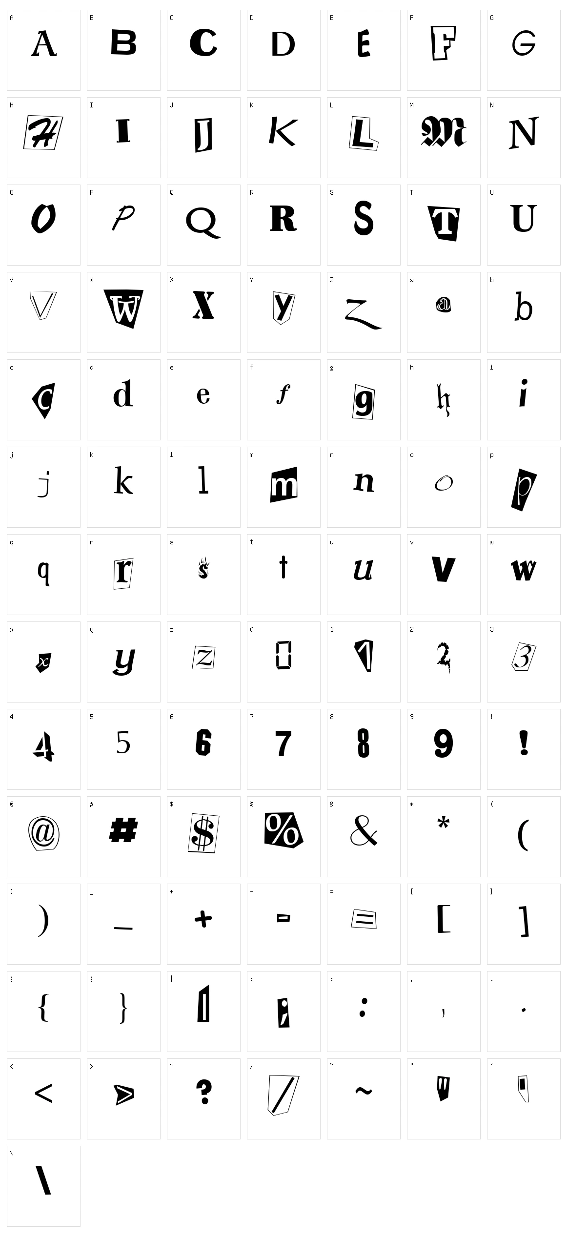 Ransom Note Character Set