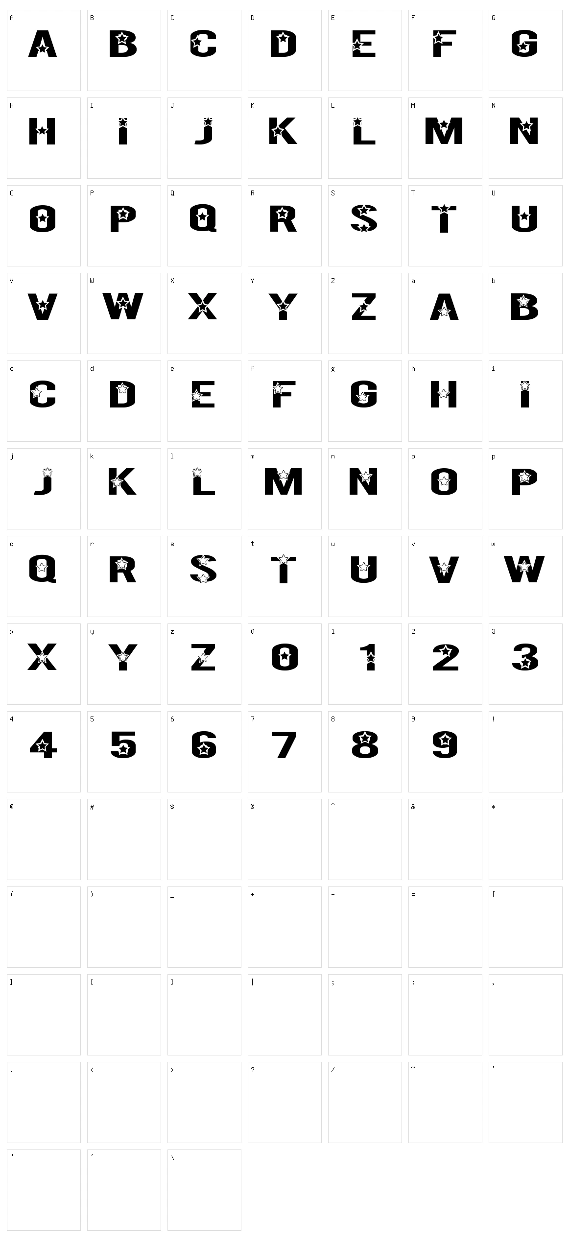 Rock X Start TFB Character Set