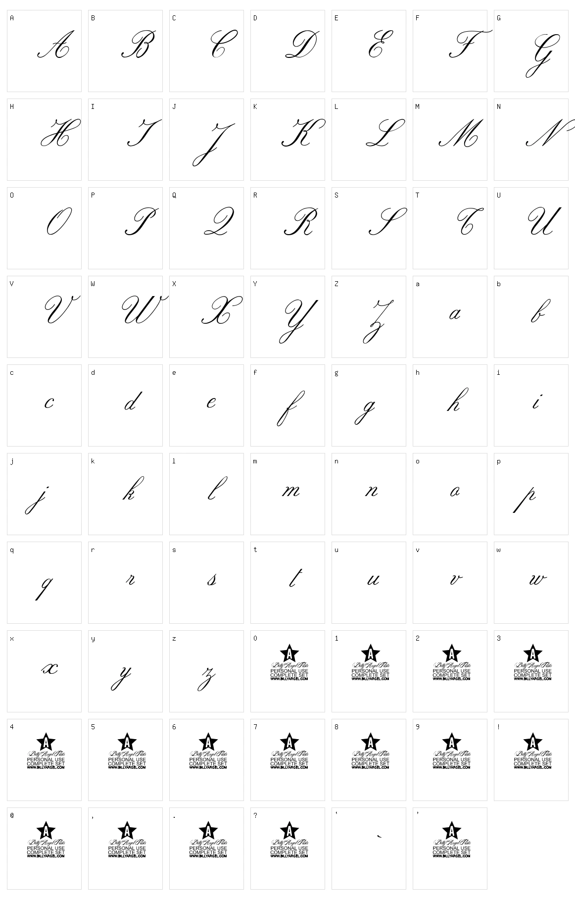 Rosemarrye Character Set