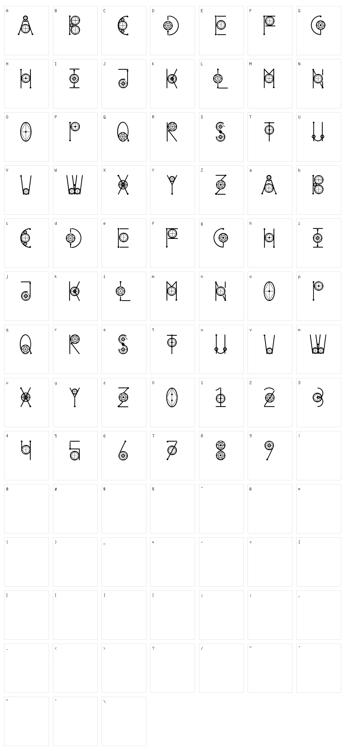 Round Geometric Character Set