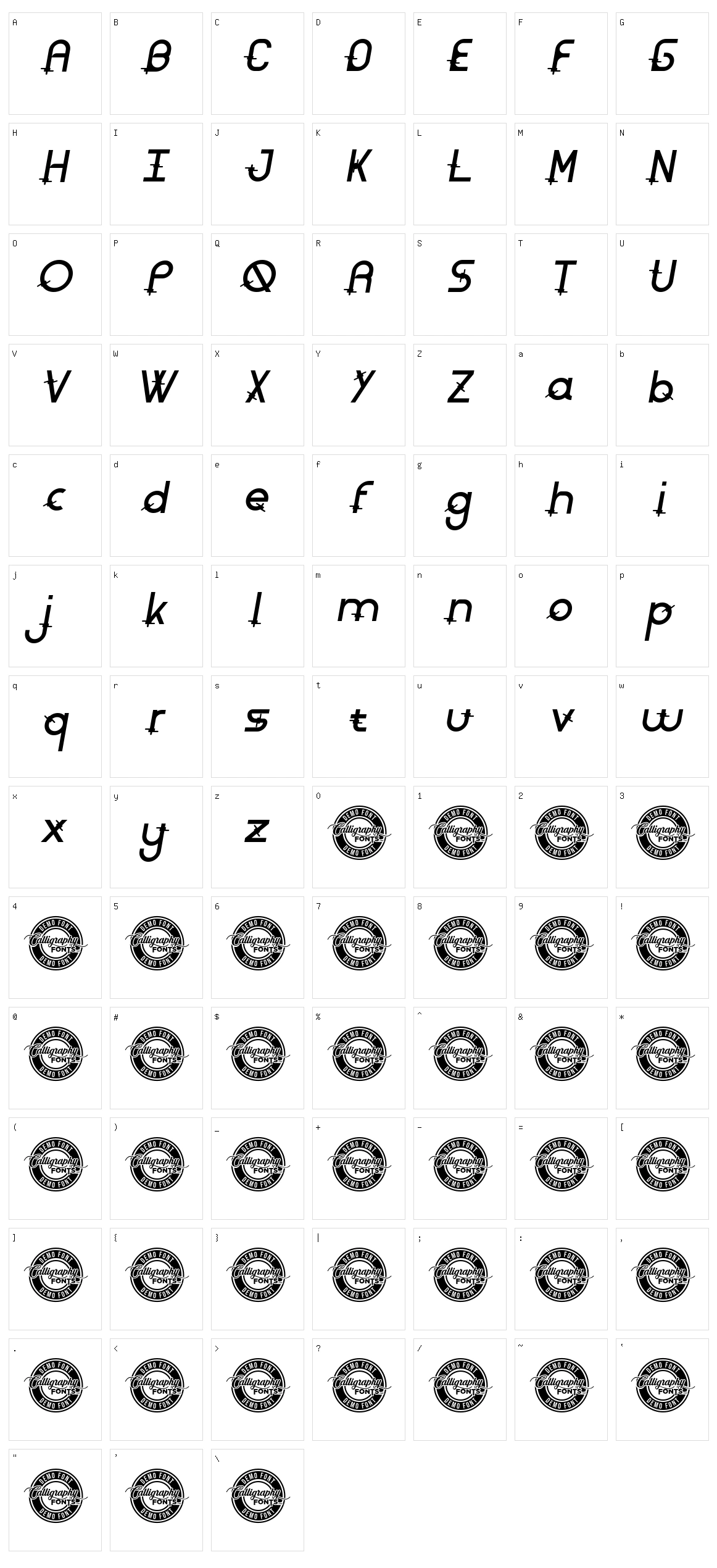 Rounded Barbed Character Set