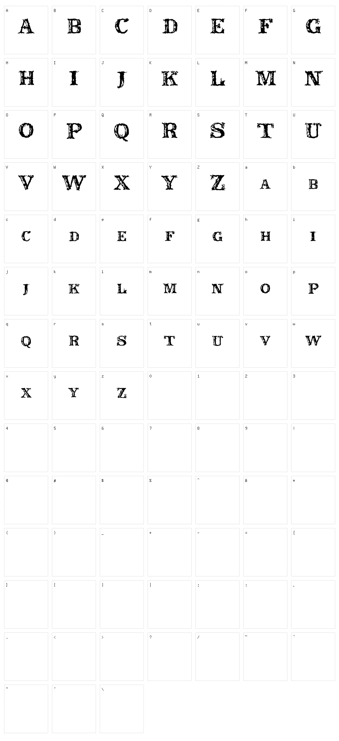 Rustic Character Set