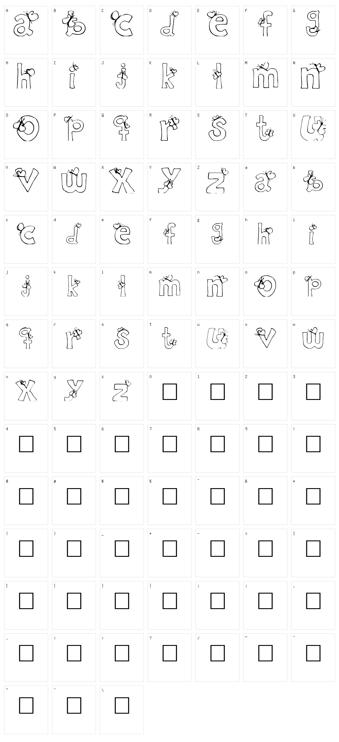Ryp childC Character Set
