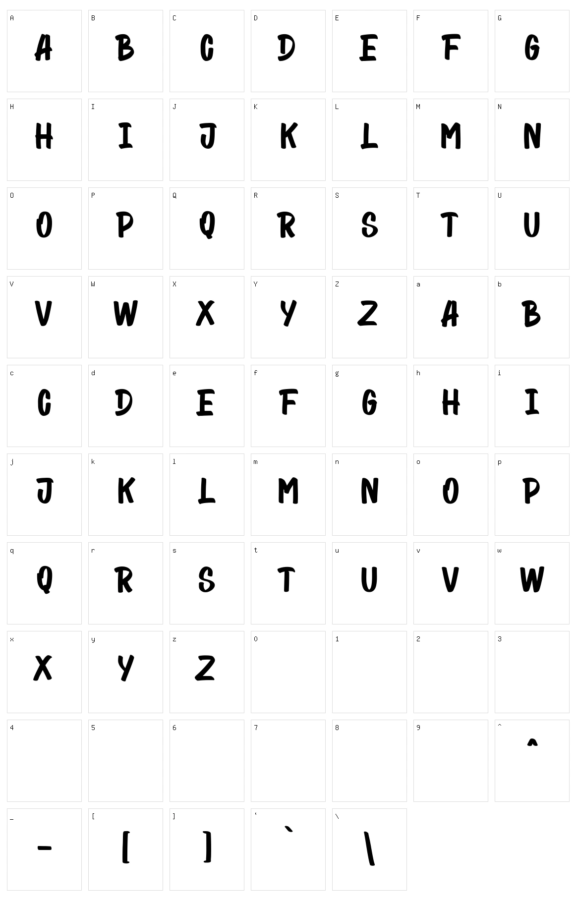 Bllides Character Set
