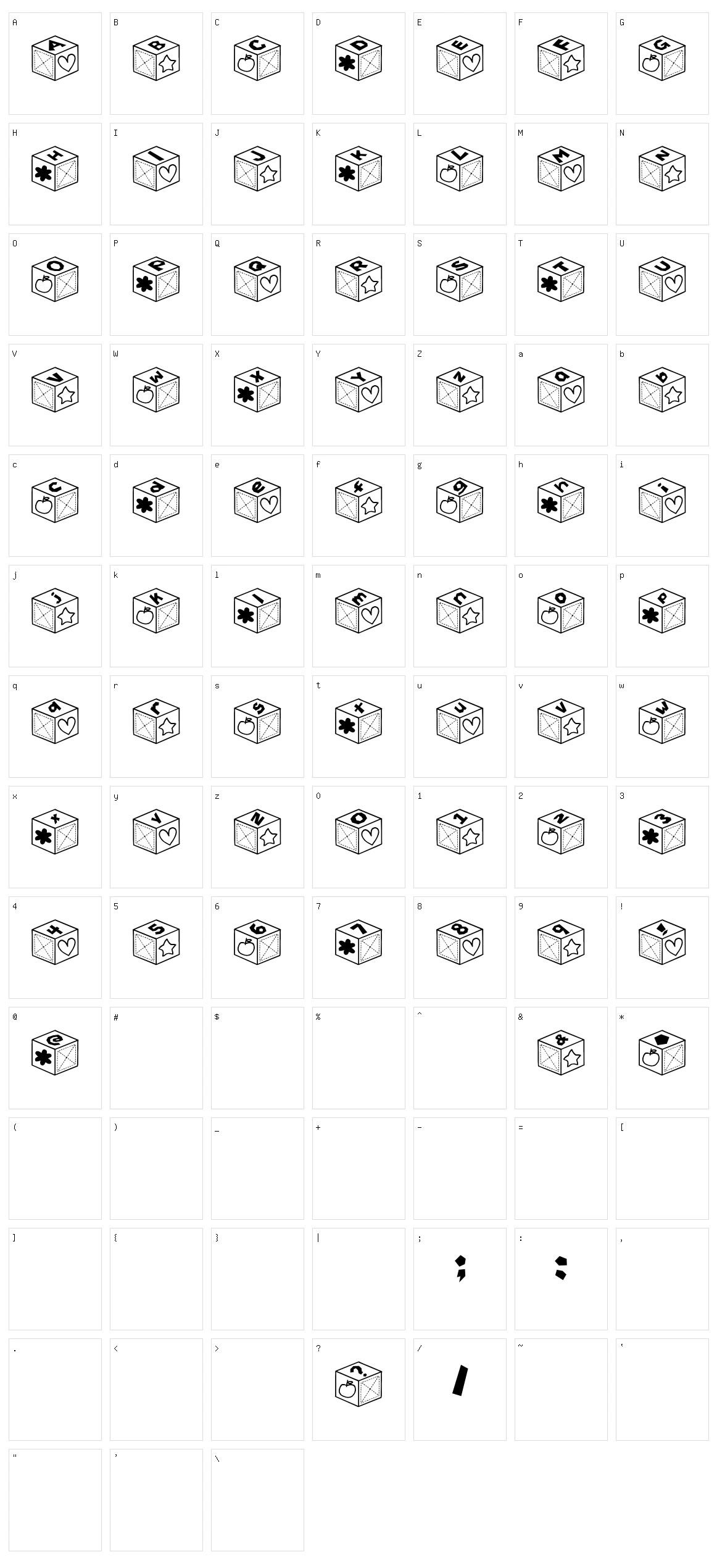 Sai Font Character Set