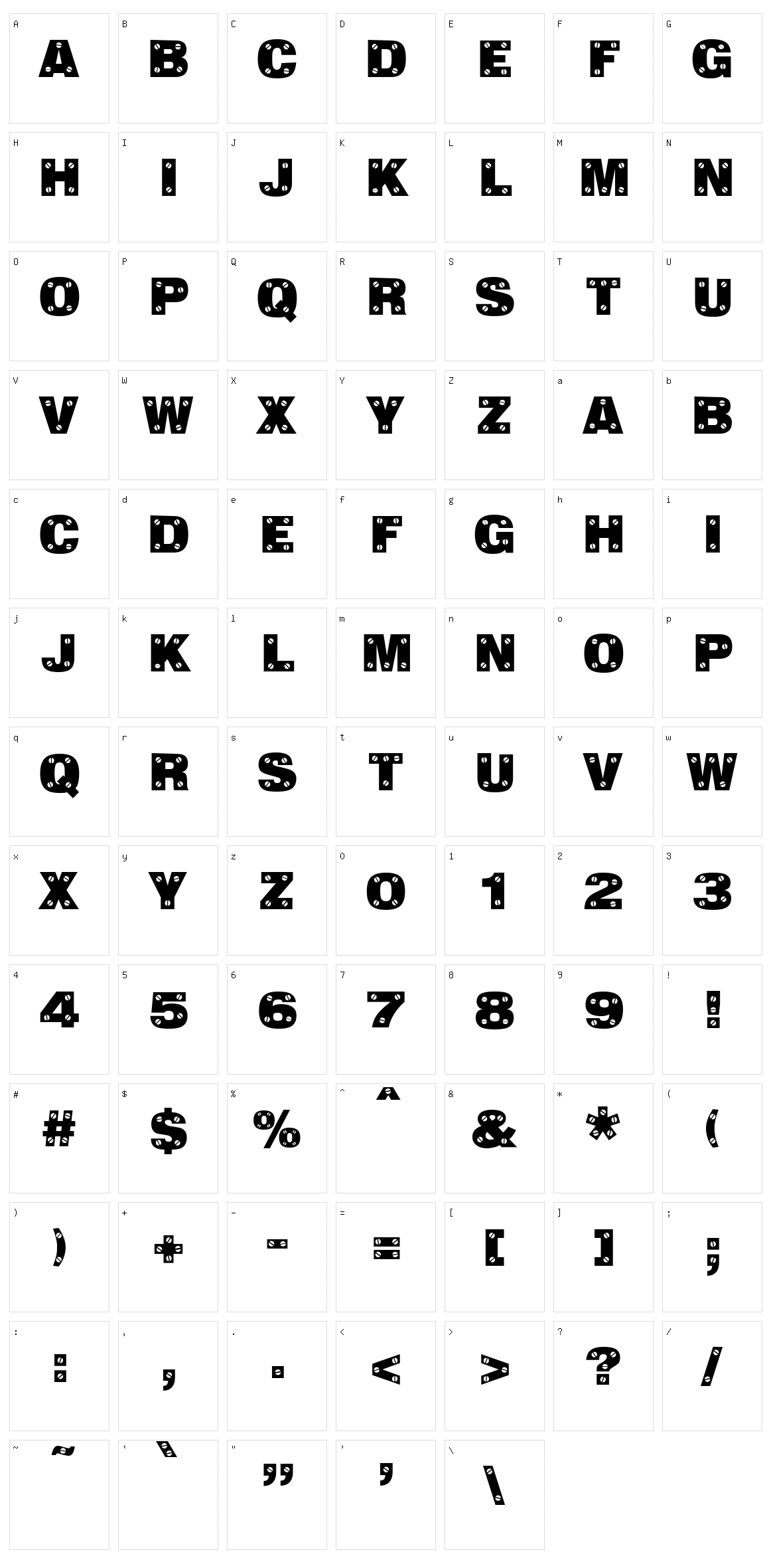 Sans Plate Caps Character Set