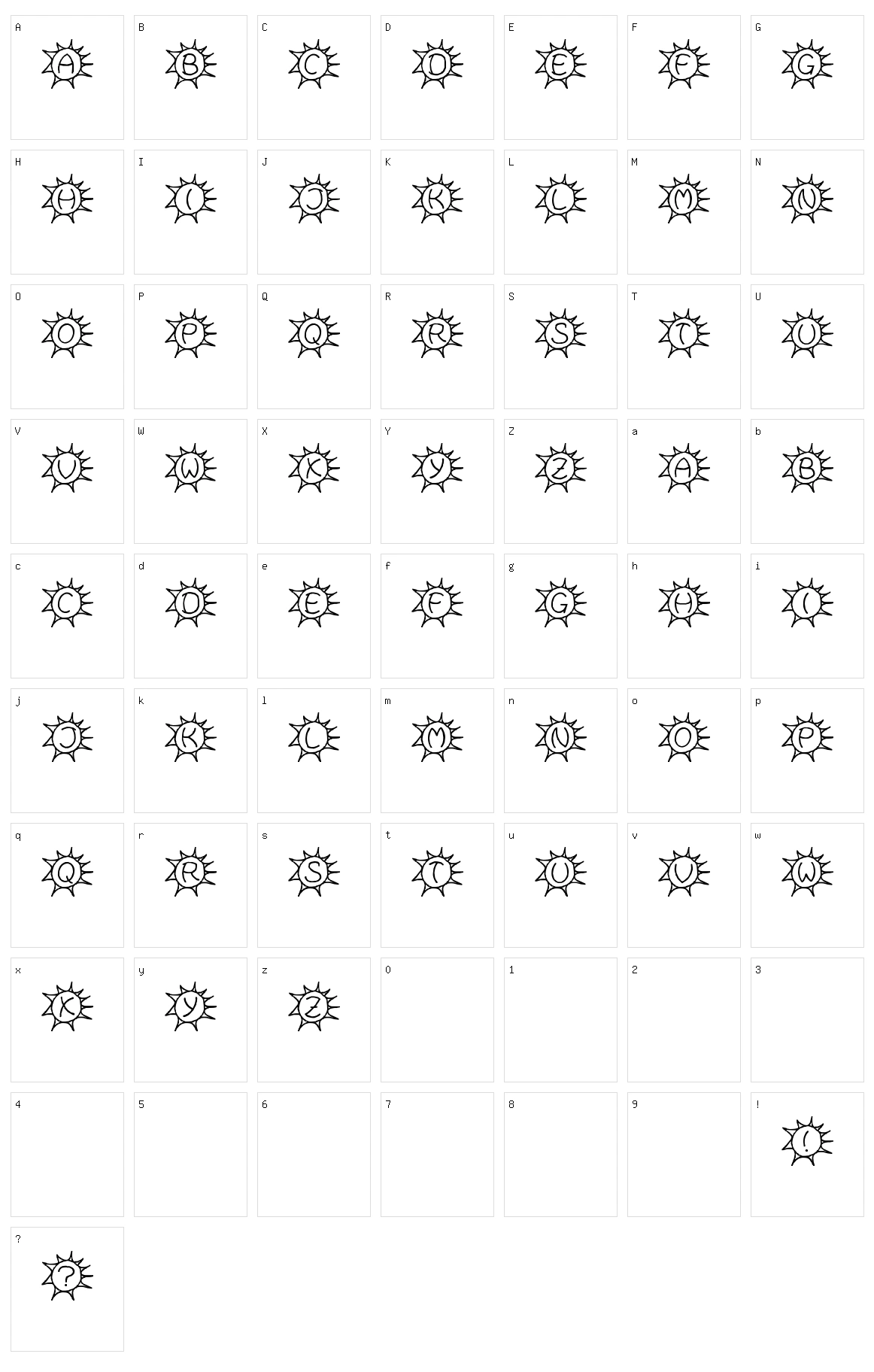 Sassys Sonne Character Set