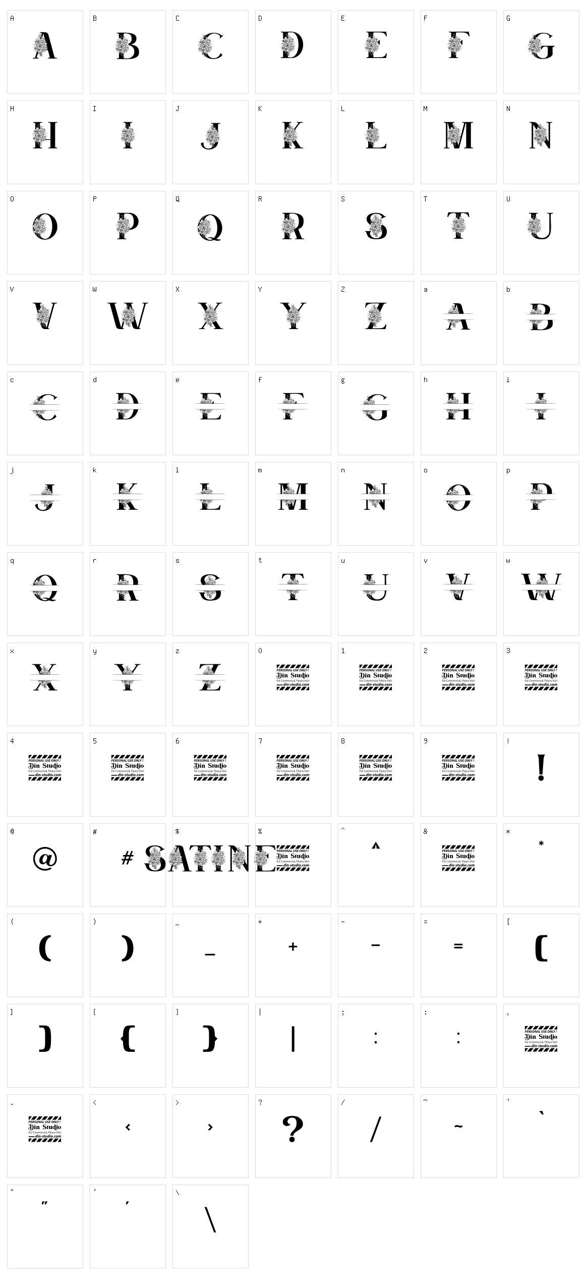 Satine Character Set