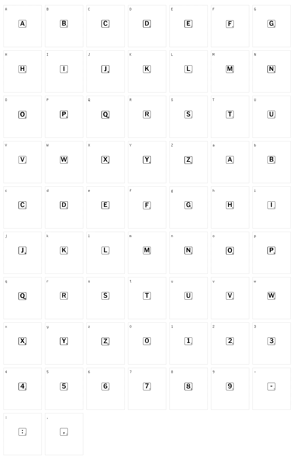 Scrabbles Character Set