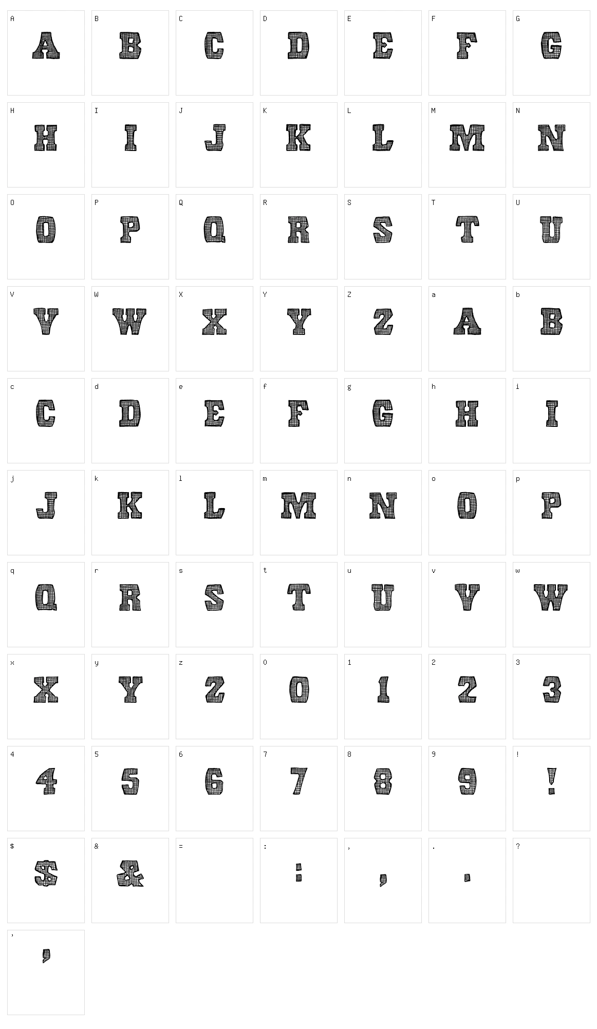 Screen Door Character Set