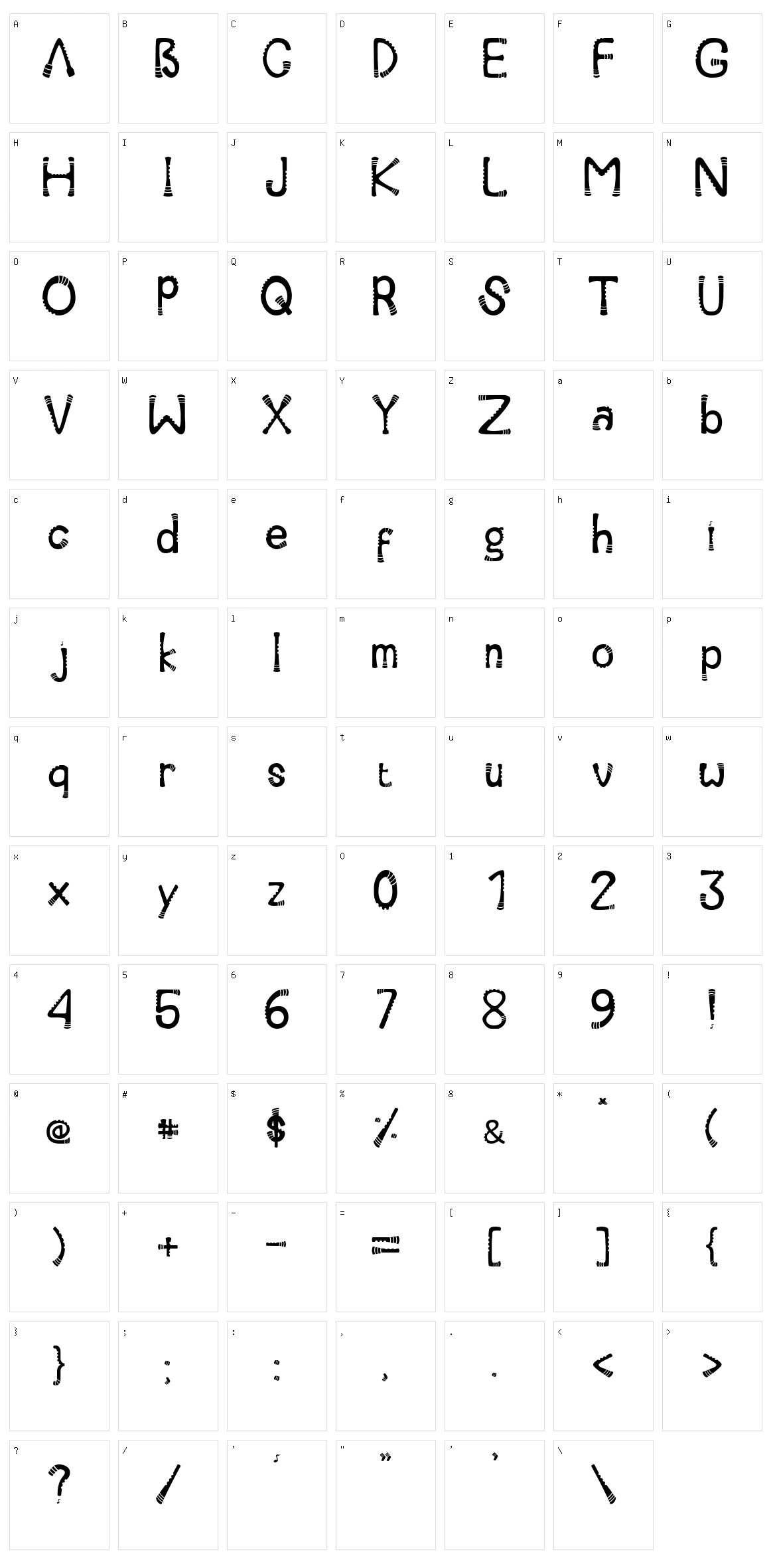 Serunaitype Character Set