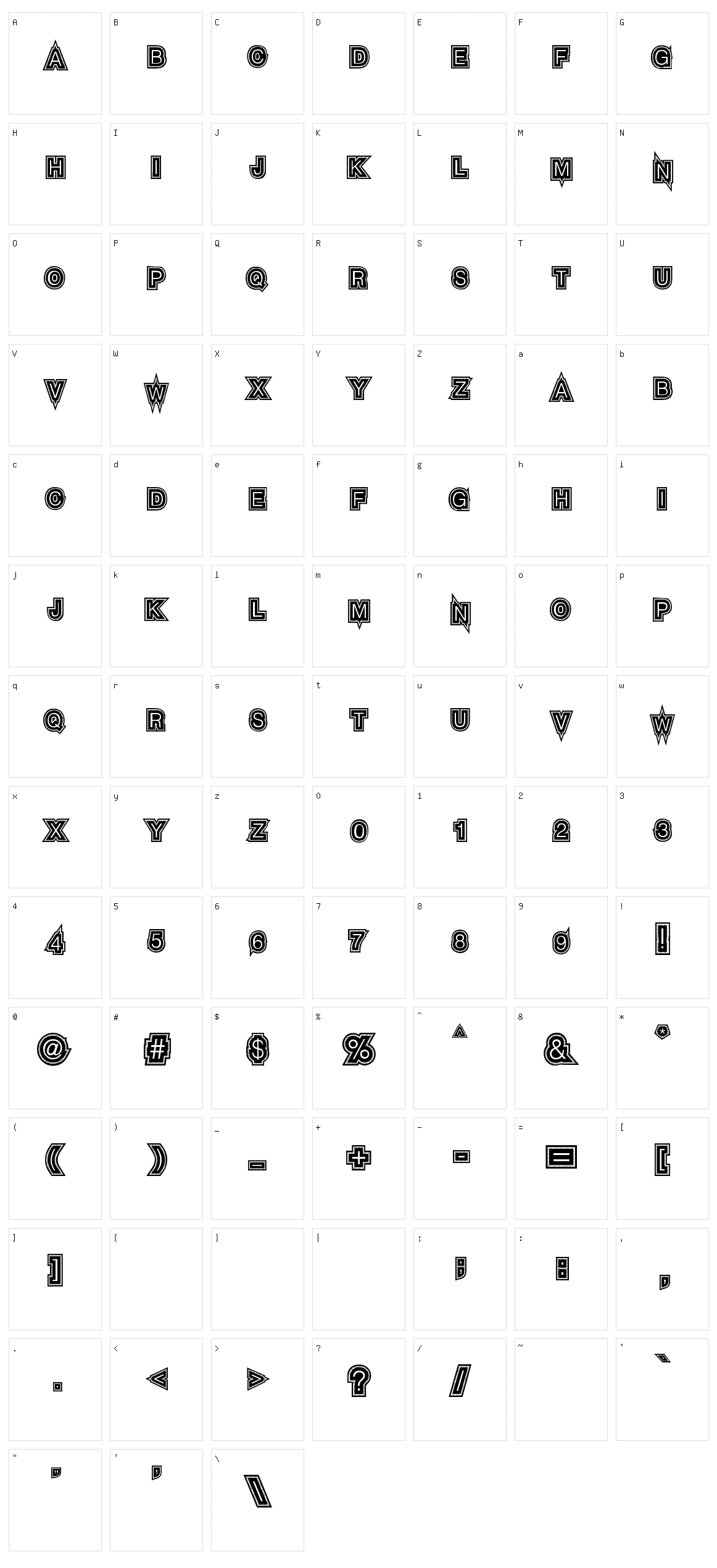 Seven Sisters Character Set