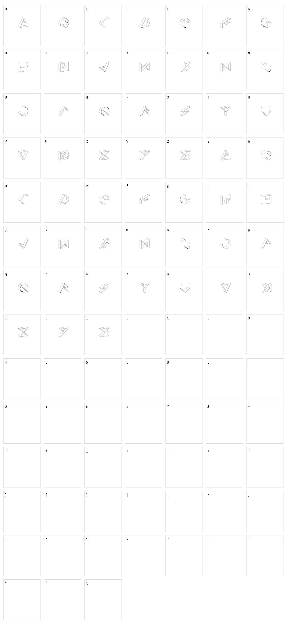Simo Cosmo Type Character Set