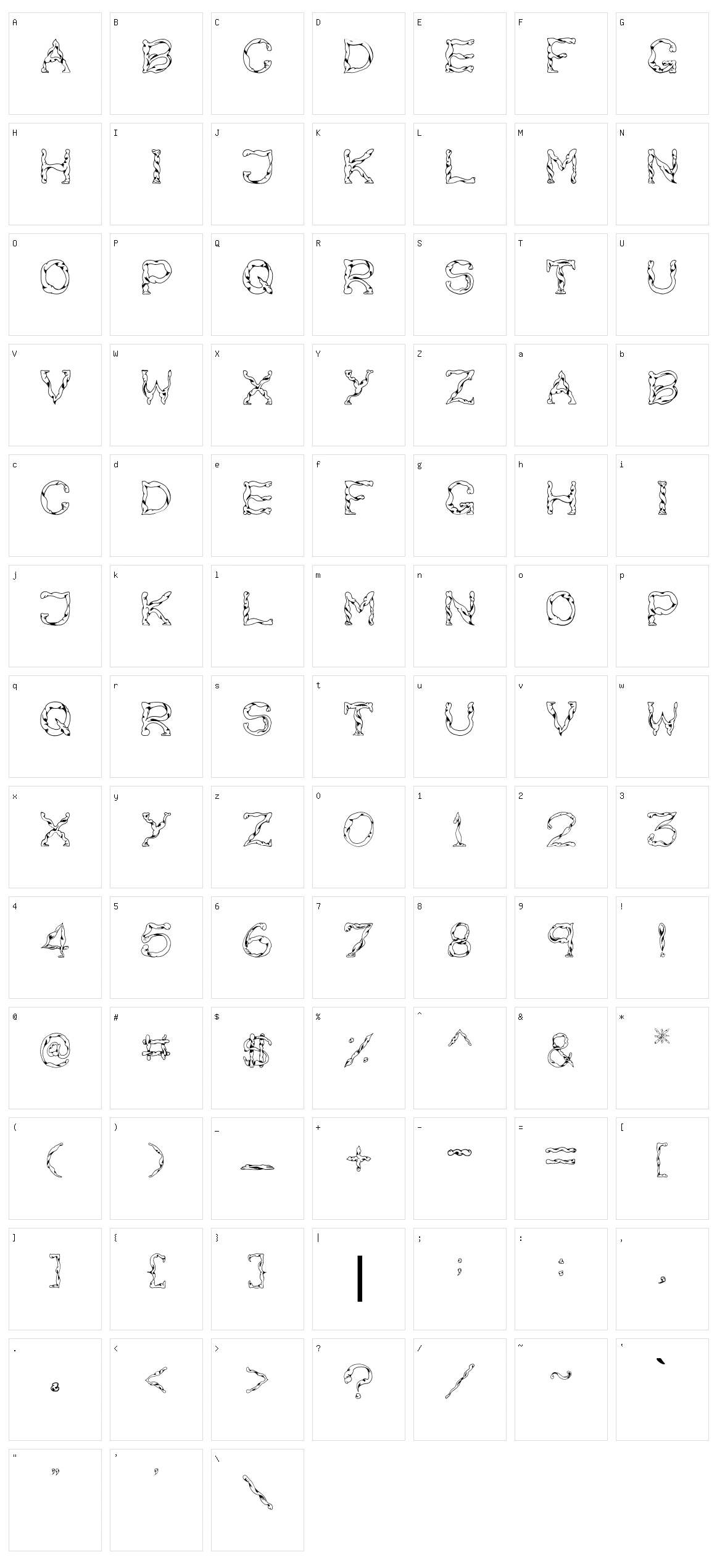 Sinew Character Set