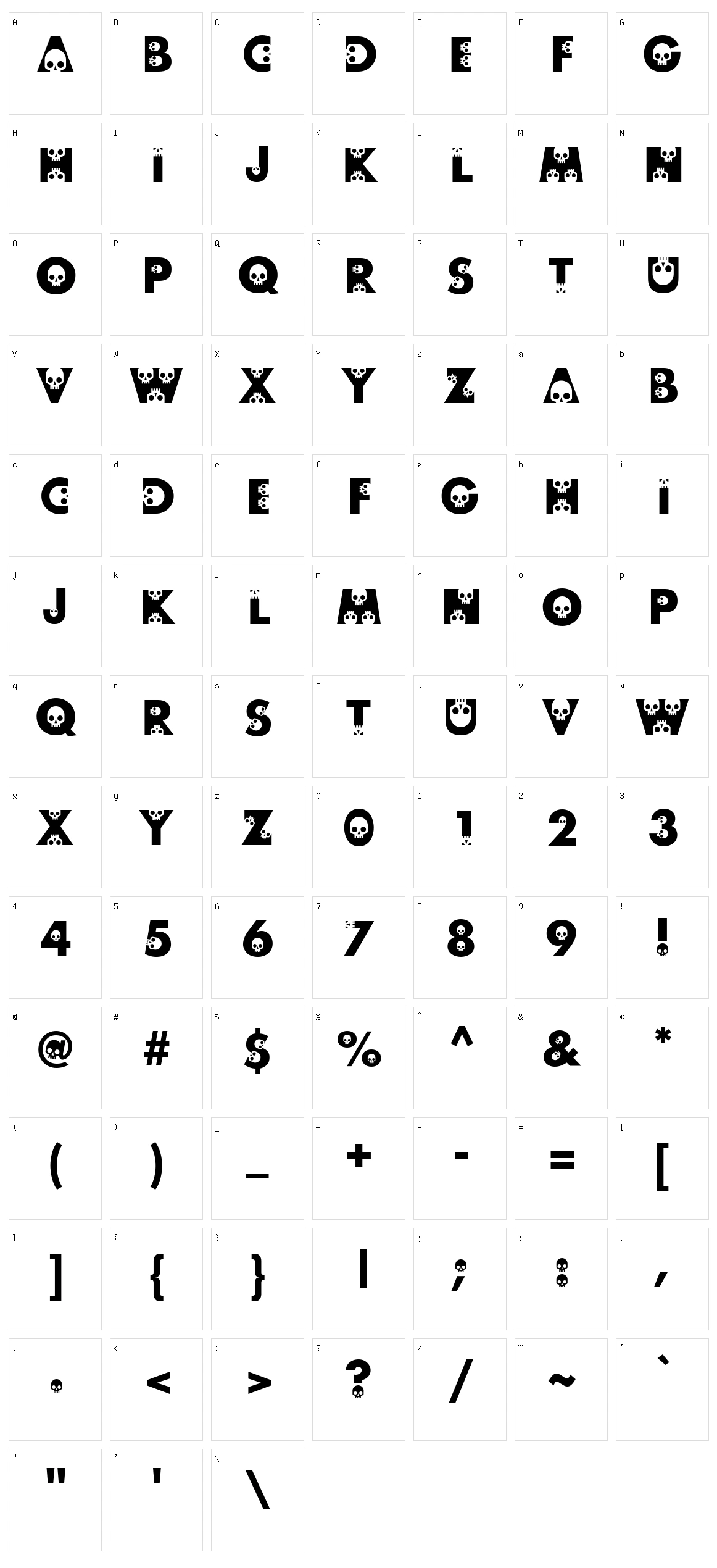 Skullphabet Character Set