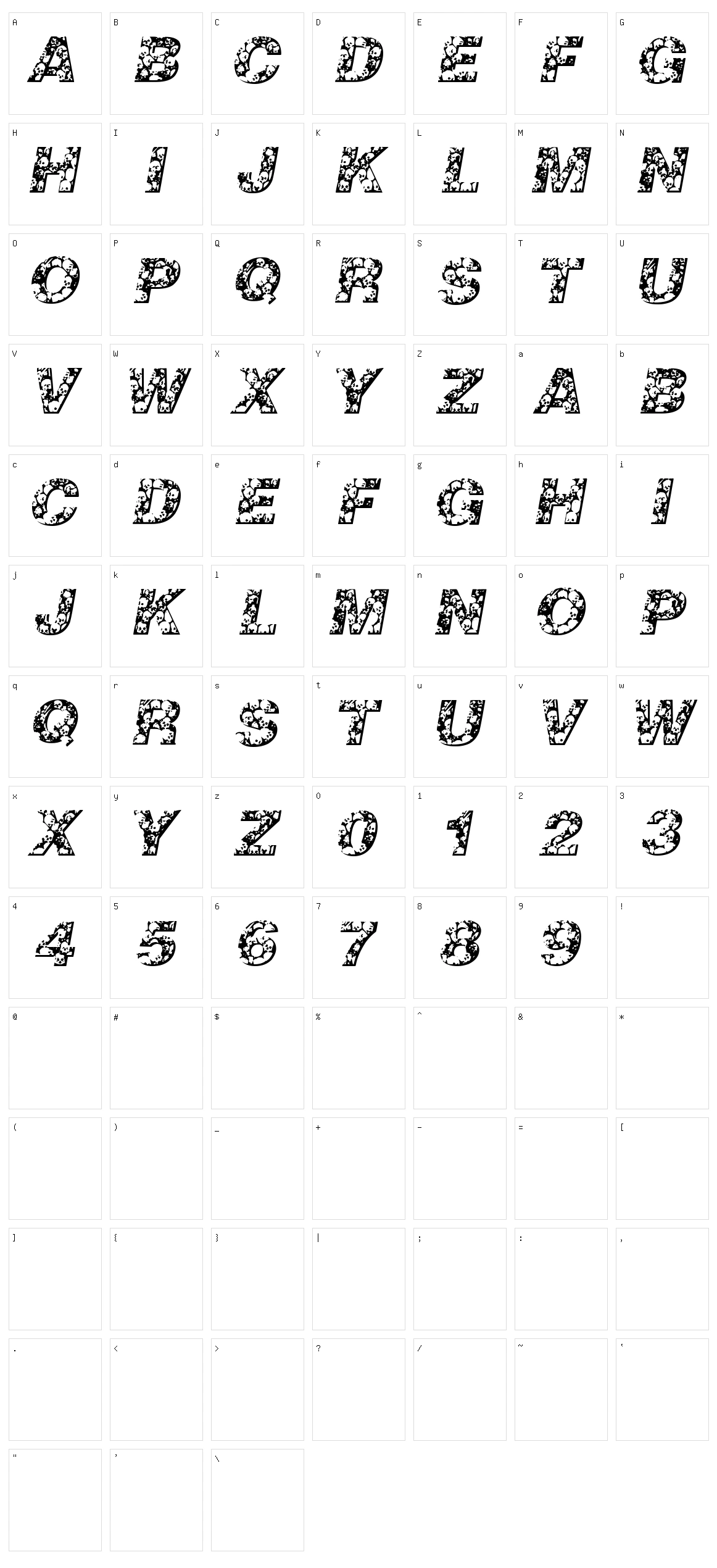 Skullvetica Character Set