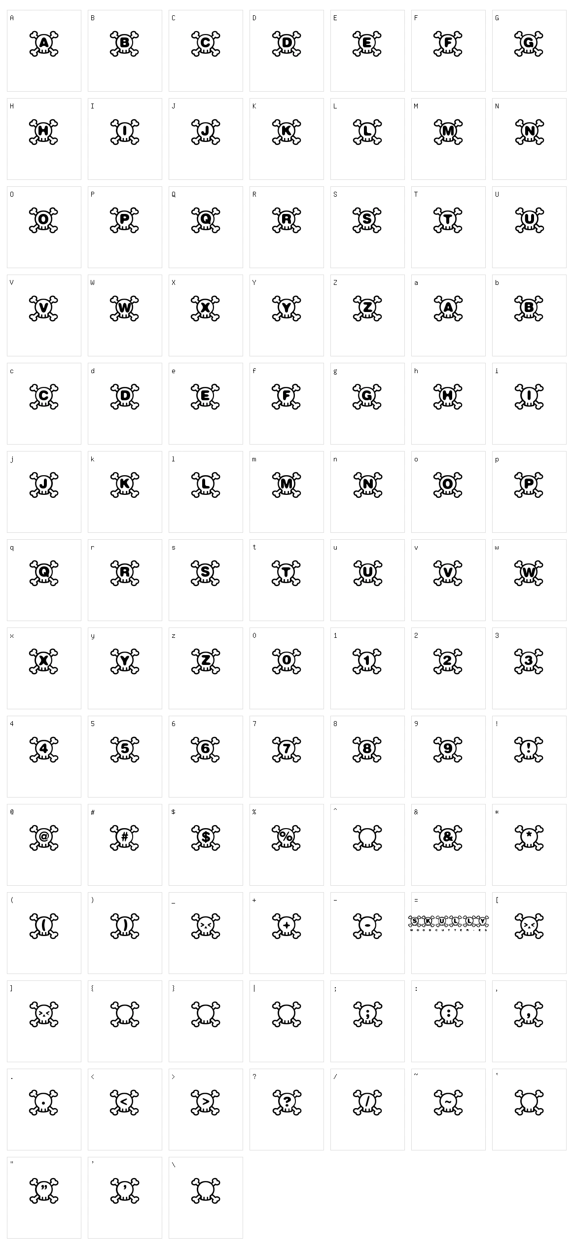 Skully Character Set