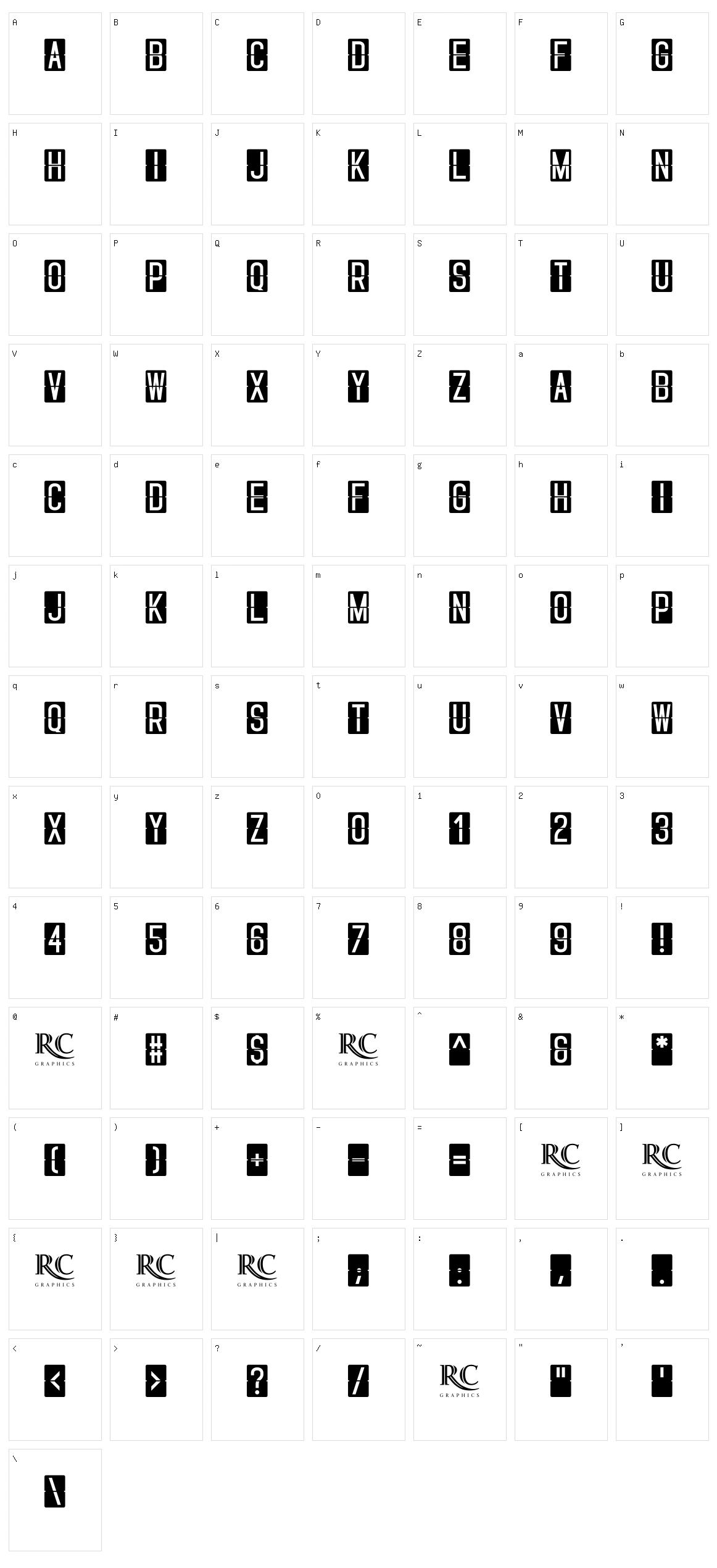 Skyfont Character Set
