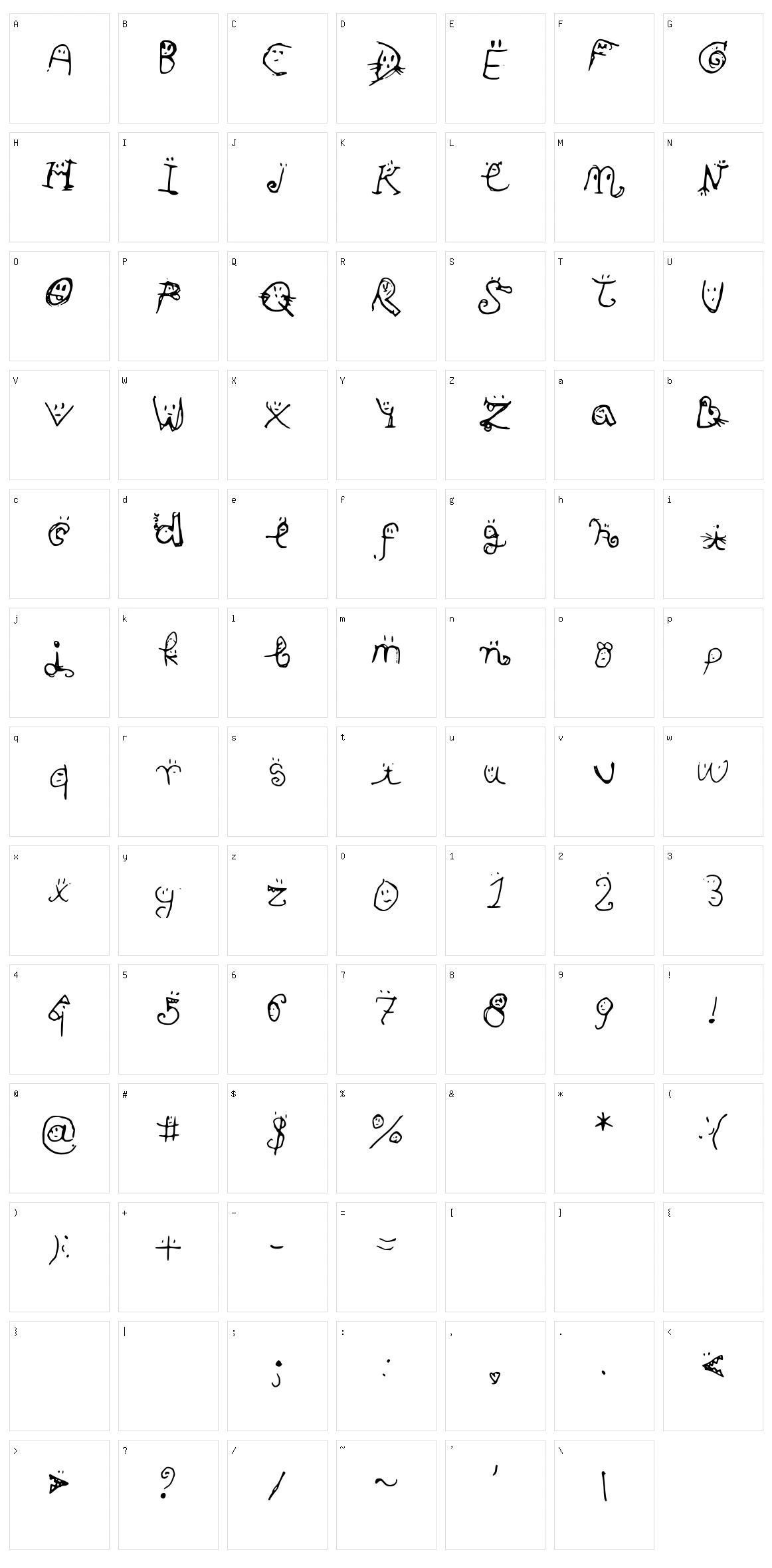 Smiley Font Character Set