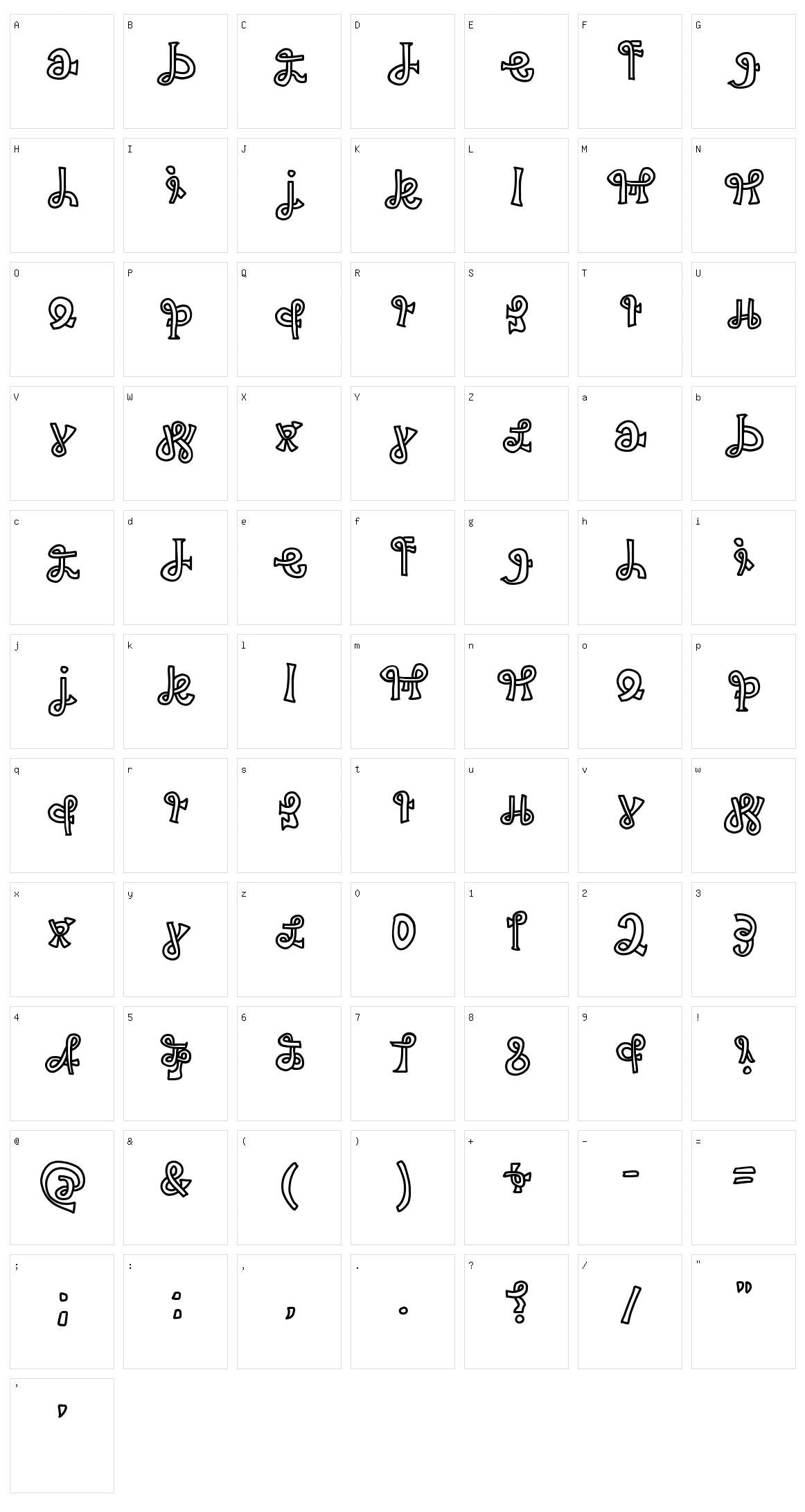 Snakeway Character Set