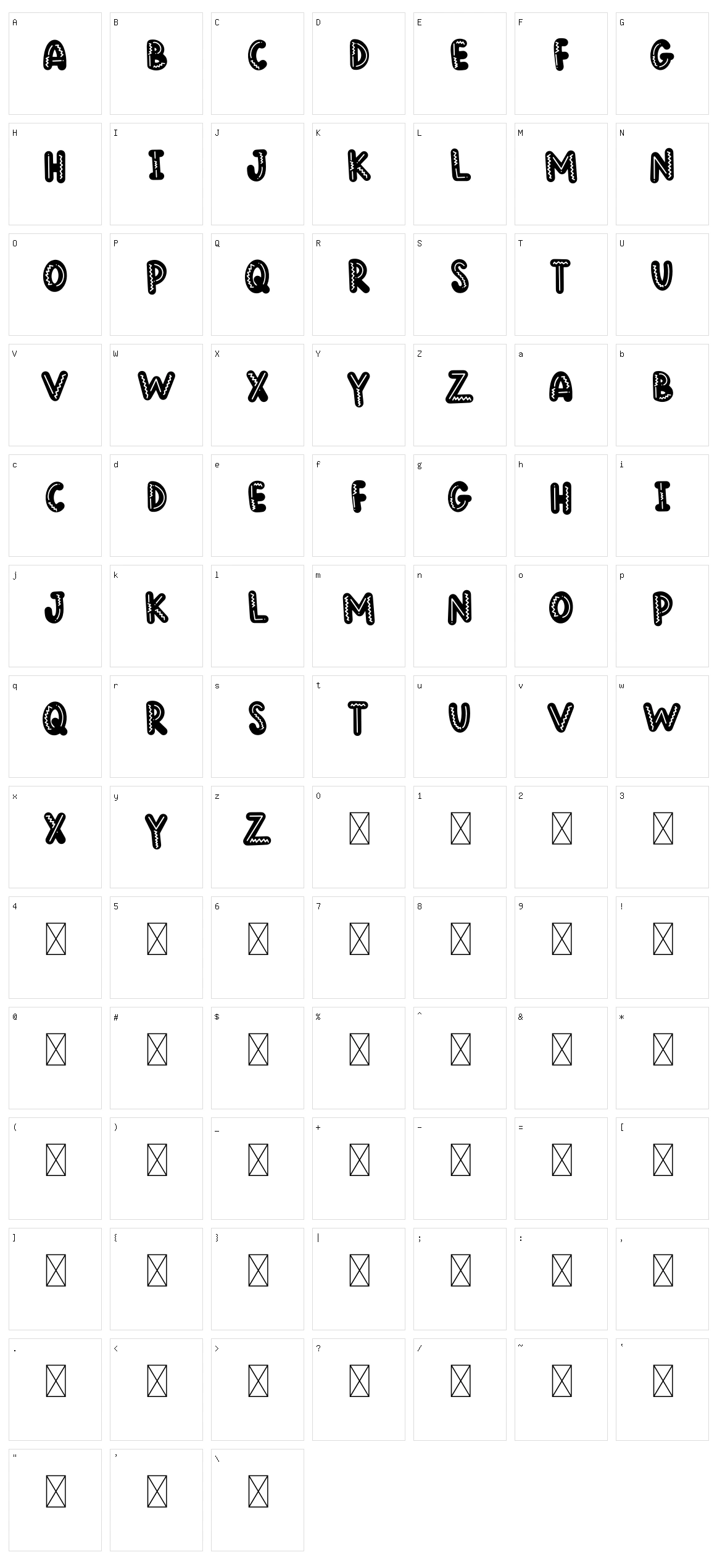 Sokola Bambo Character Set