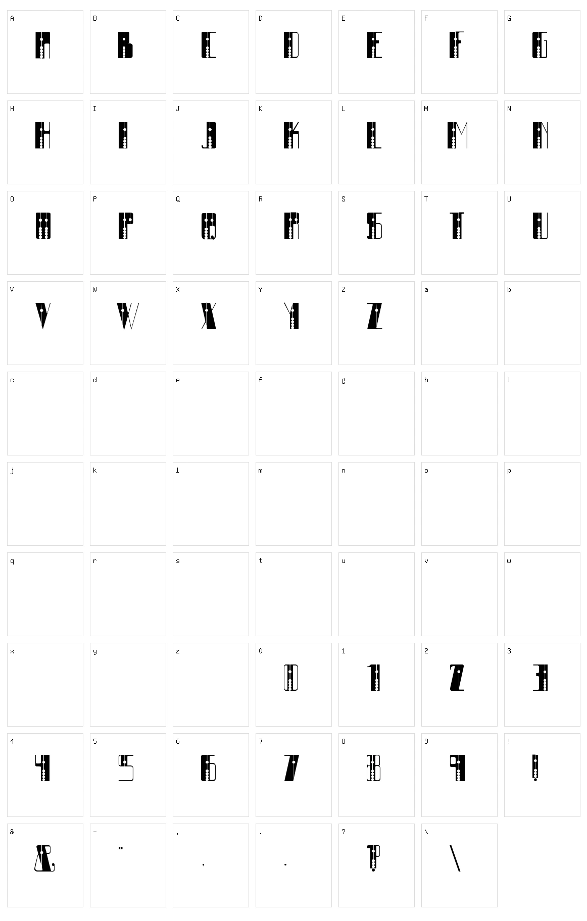 Soroban Character Set