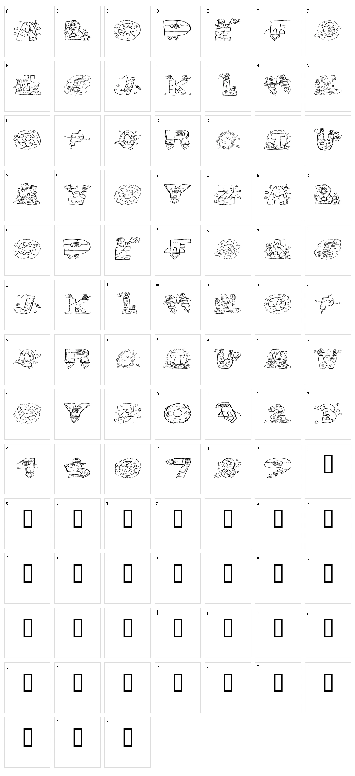 Space Attack Character Set