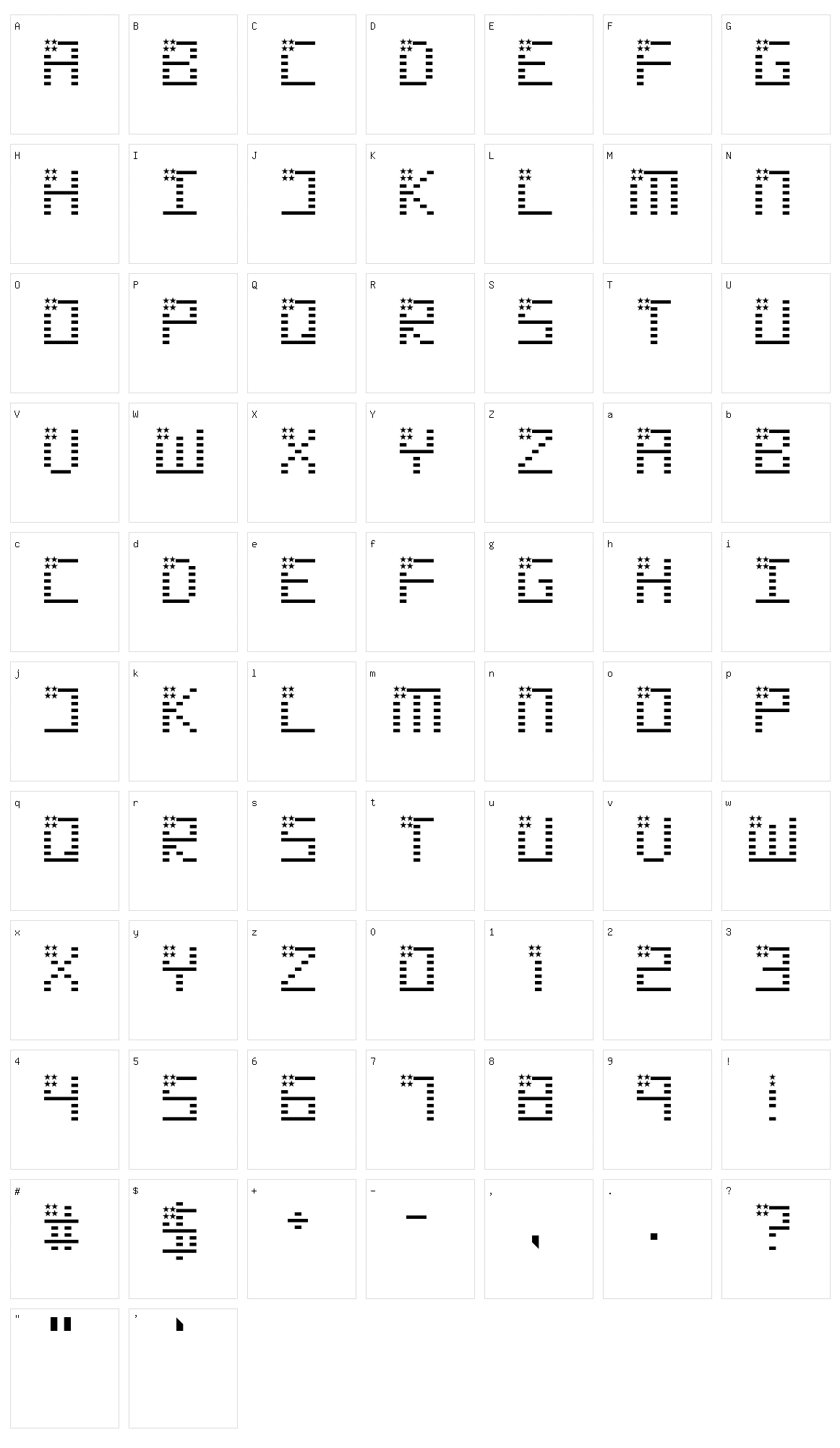 Spangled Character Set