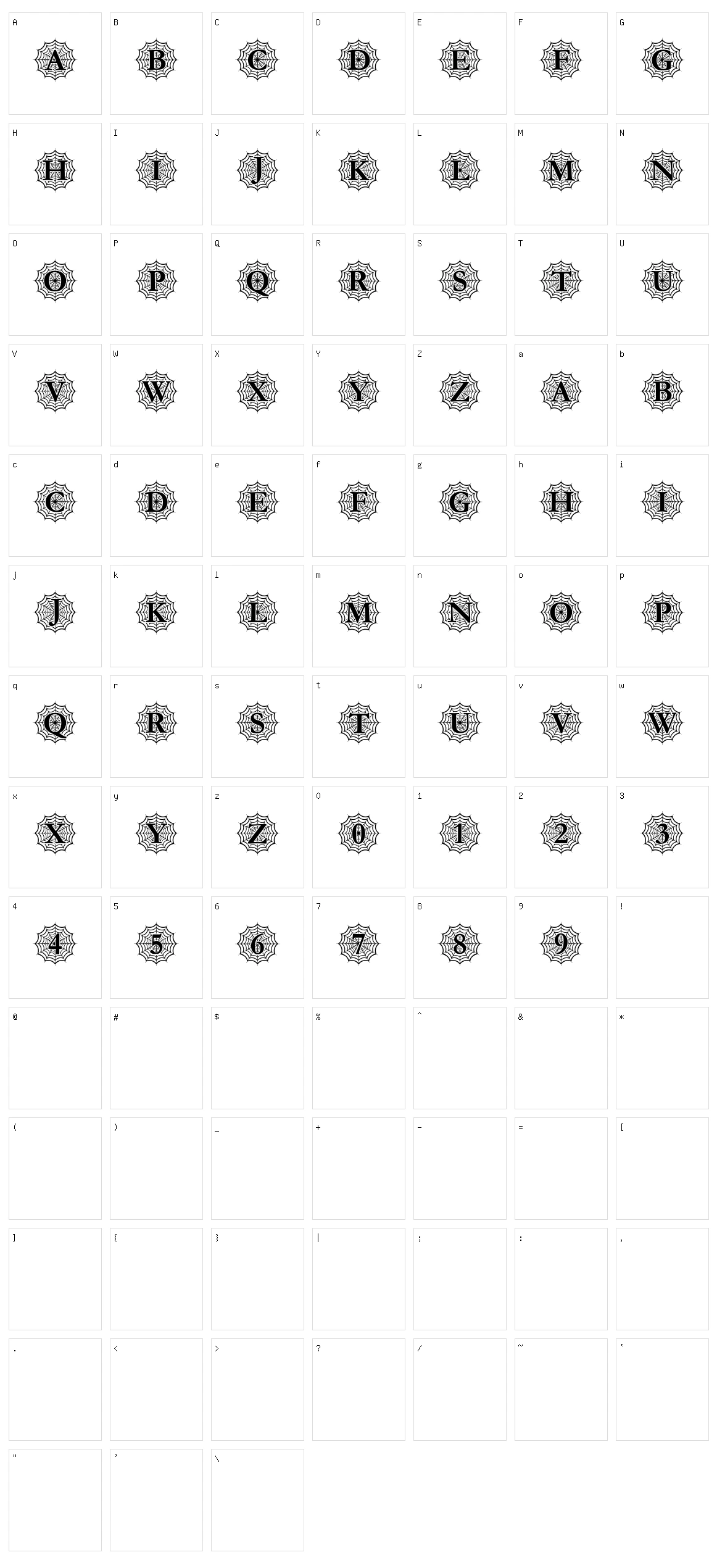 Spider Web Mono Character Set
