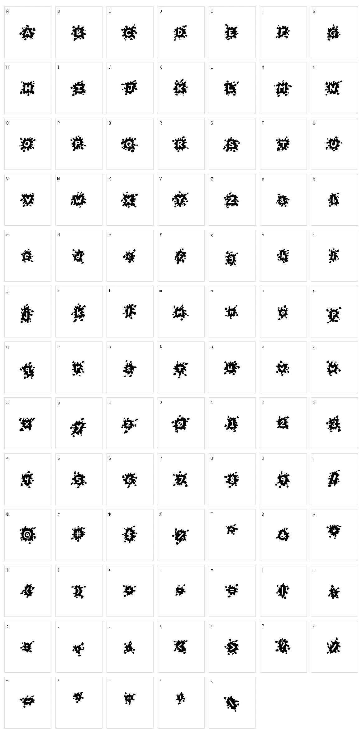 Splats Character Set