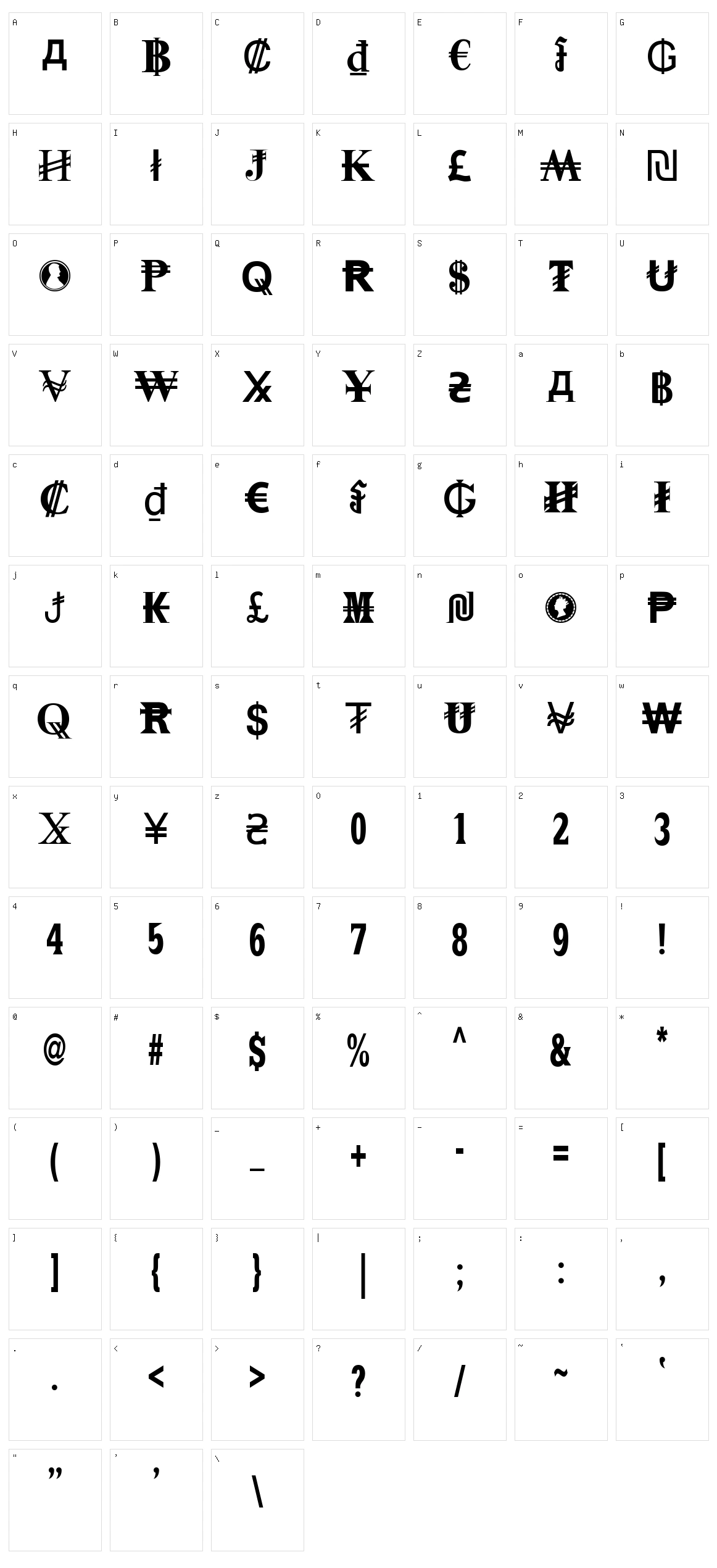Spondulix Character Set