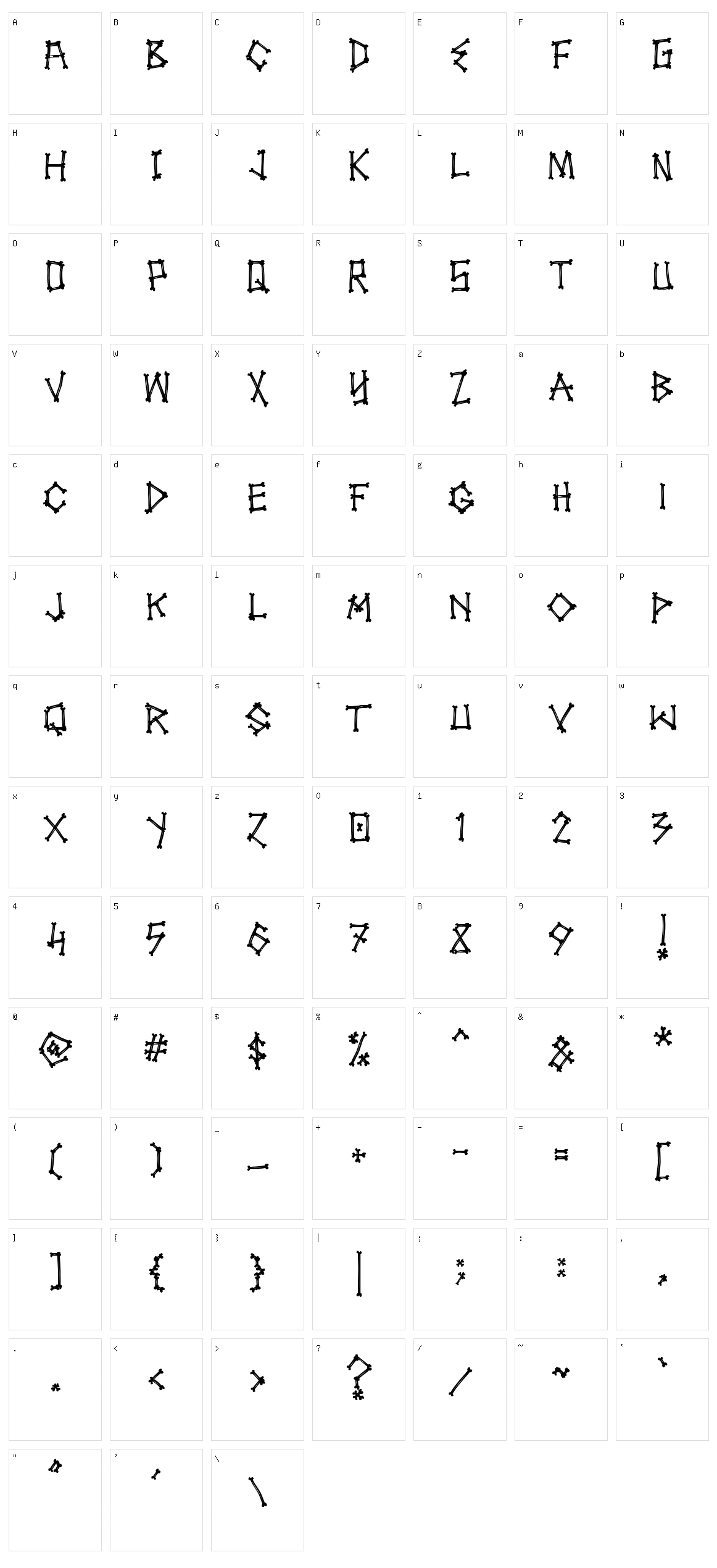 Spookybones Character Set