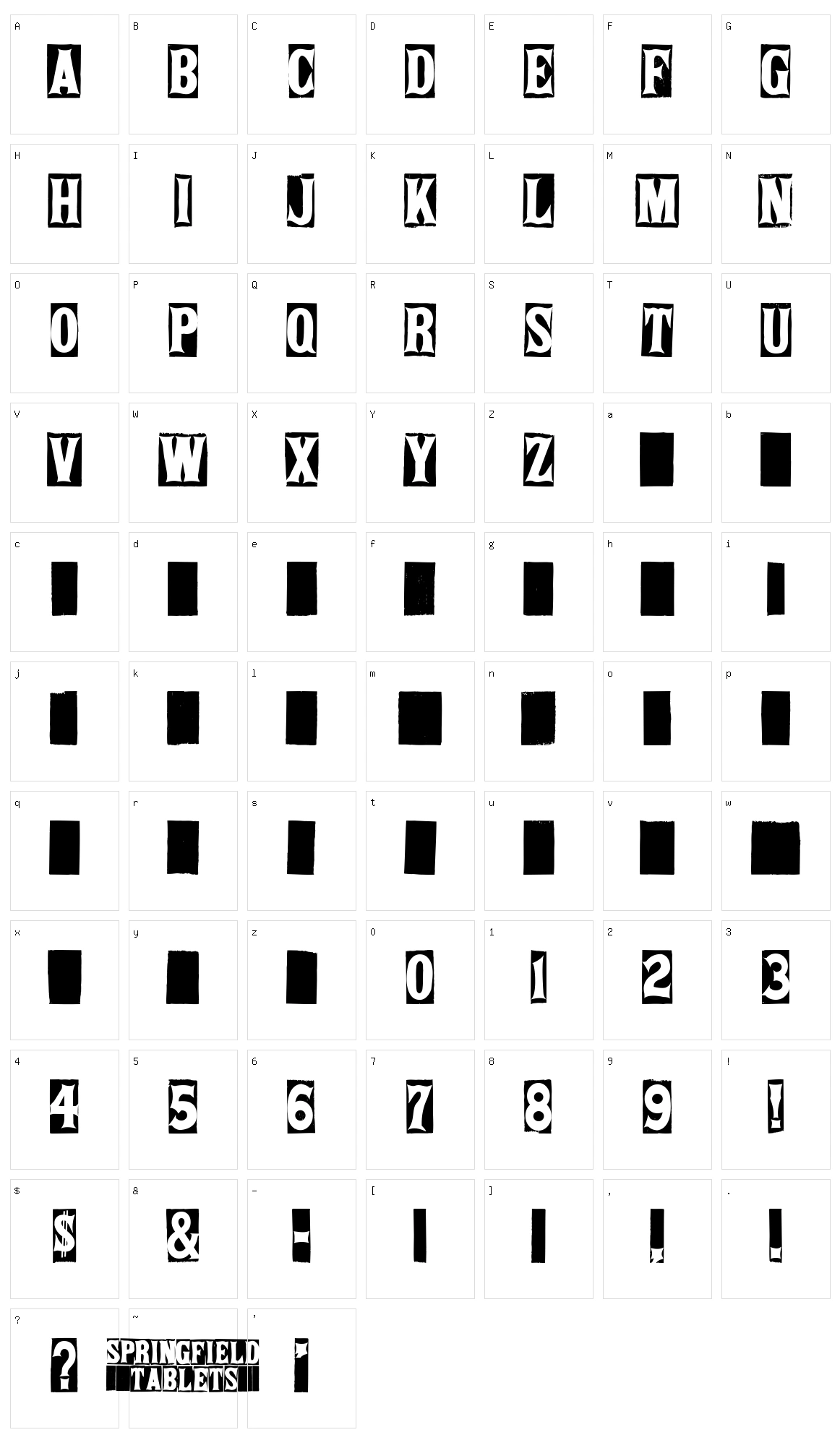 Springfield Tablets Character Set