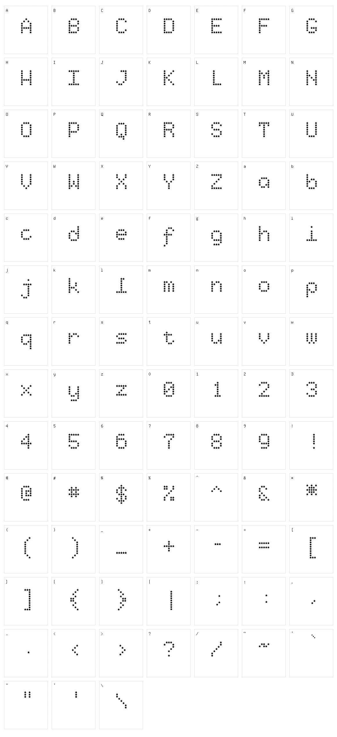 Starry Type Character Set
