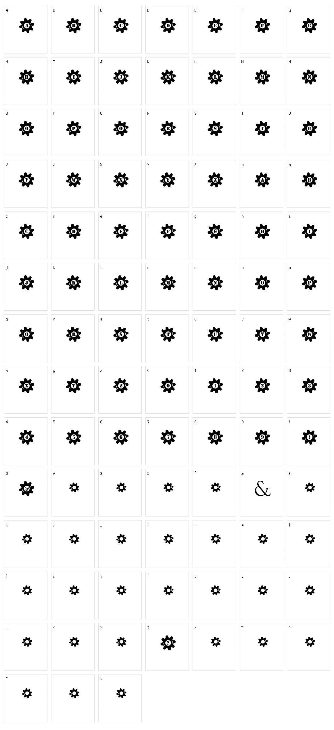 Stucked in Gears Character Set