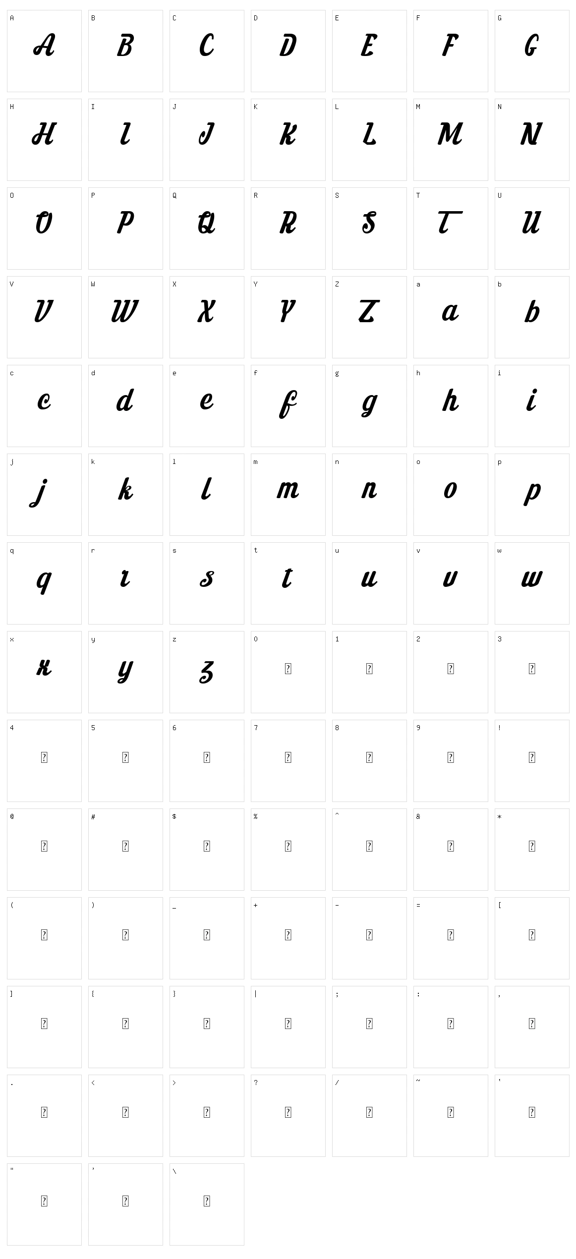 Tahta Character Set