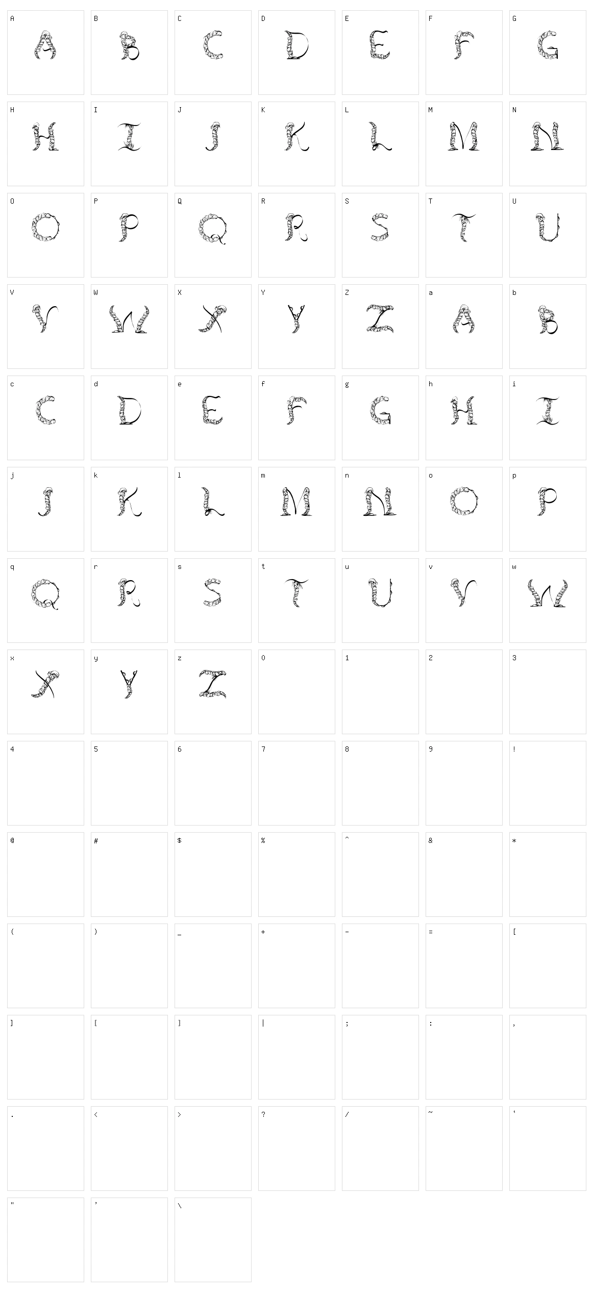 TenCHCeliber Character Set